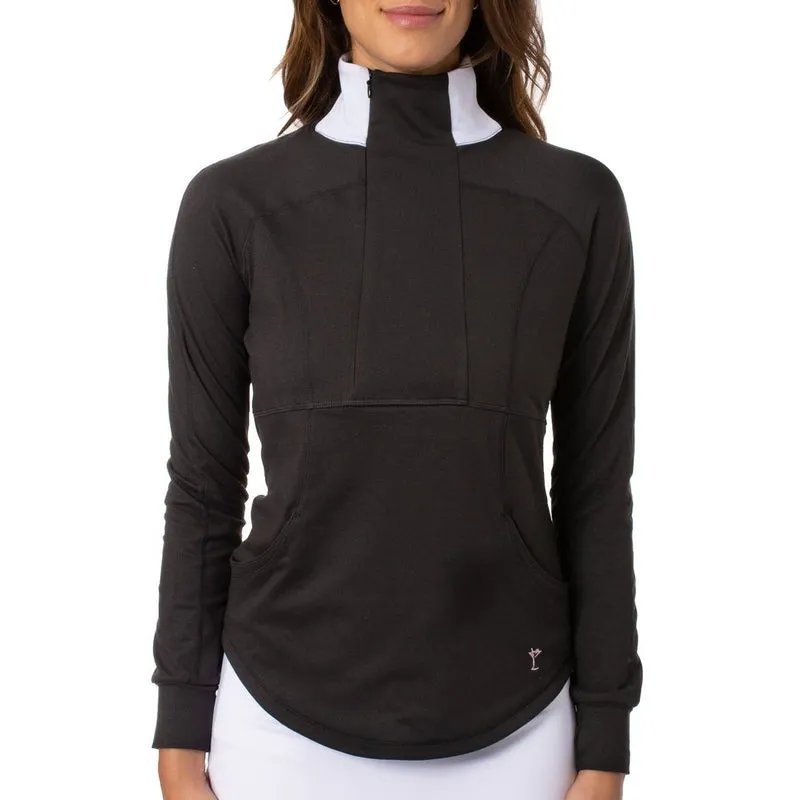 Golftini Contrast Quarter Zip - Black/White