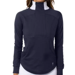 Golftini Contrast Quarter Zip -  Navy/White