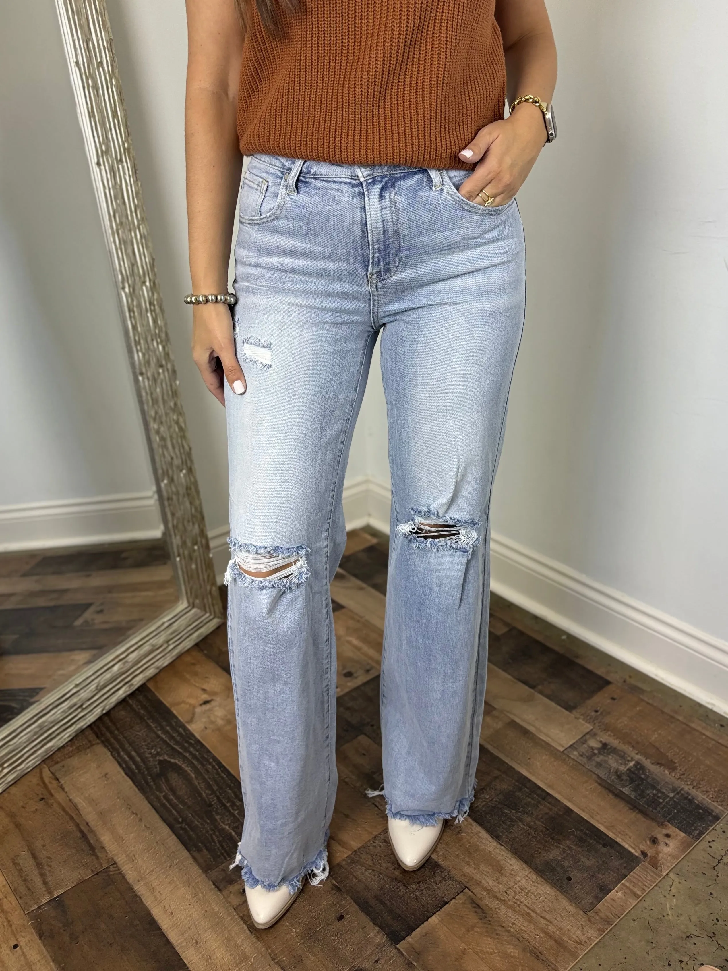 Gwyneth Wide Leg Jean - Risen