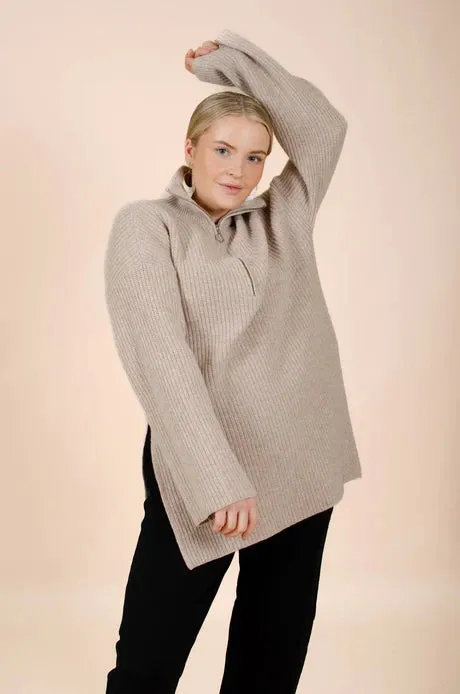 Half-Zip Wool Sweater Barley