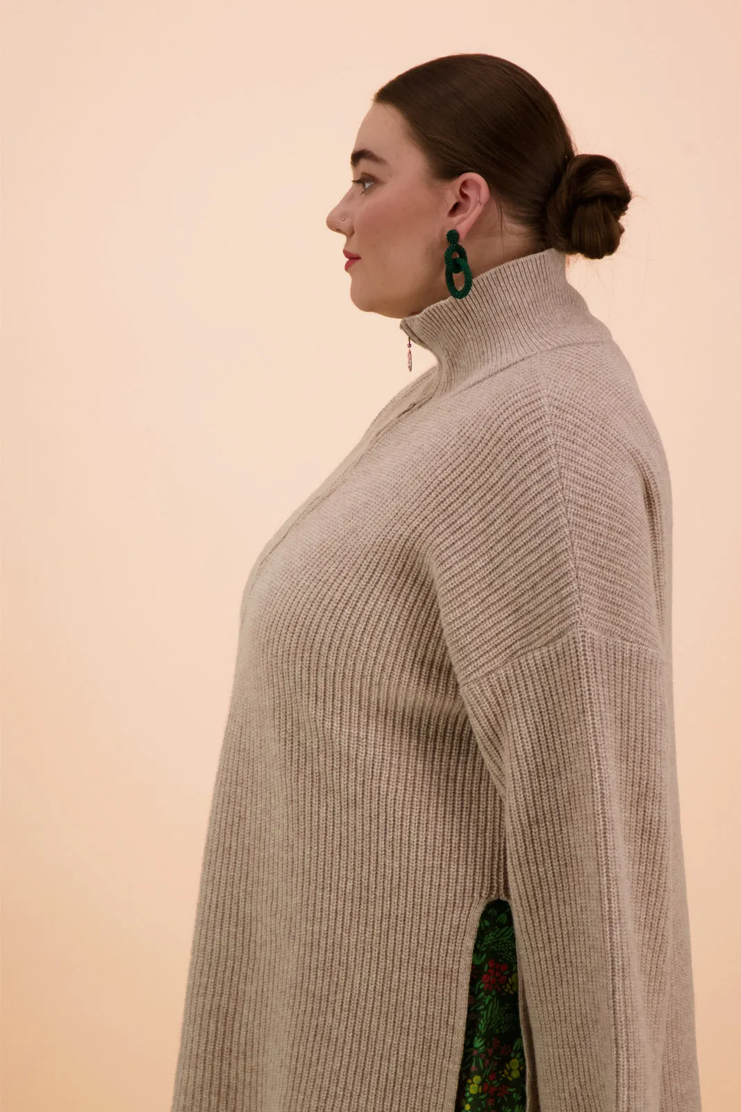 Half-Zip Wool Sweater Barley