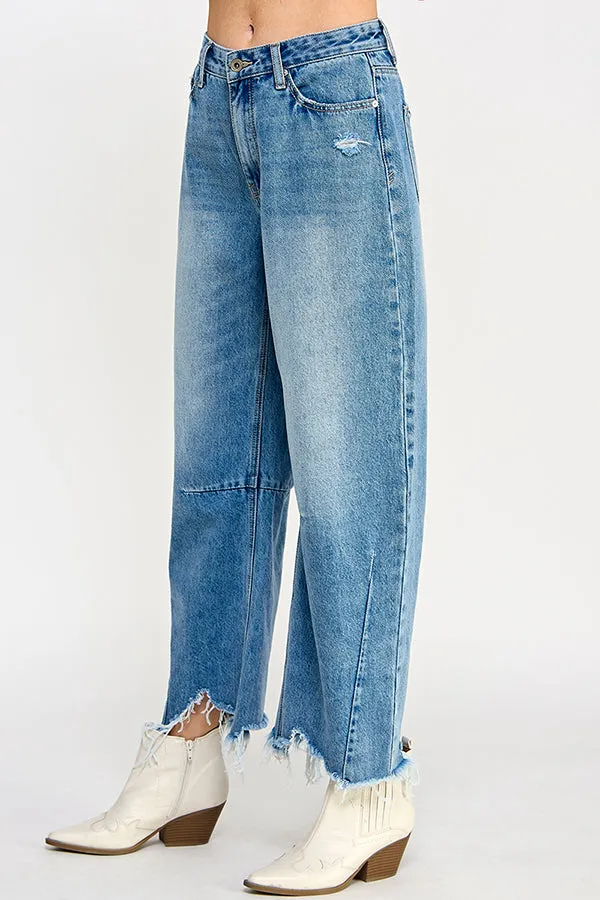 High Rise Slouchy Barrel Jeans in Dark Wash