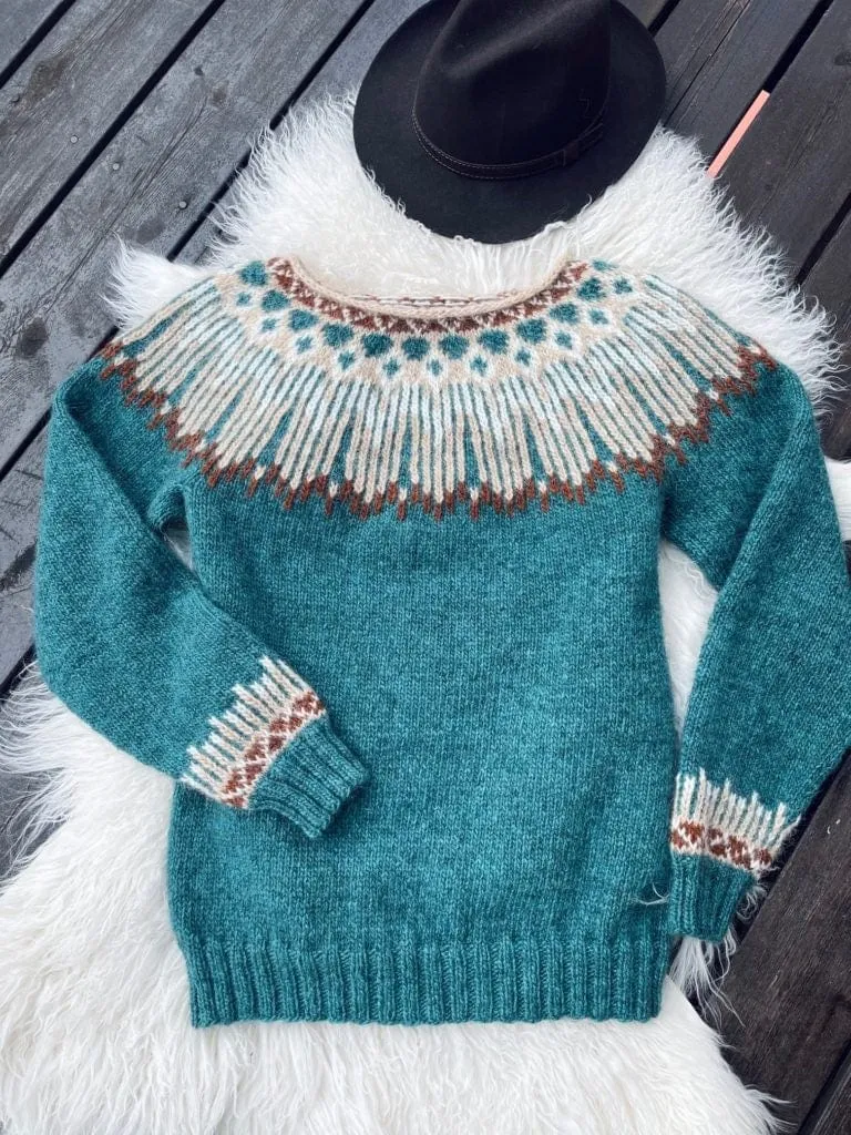 Hopi Lagoon Heather Lettlopi sweater - Knitting Kit