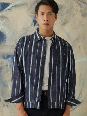 Indigo Striped Denim Overshirt