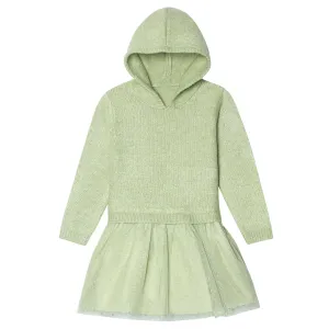 Infant & Toddler Girls Green Sweater Dress With Tulle Skirt