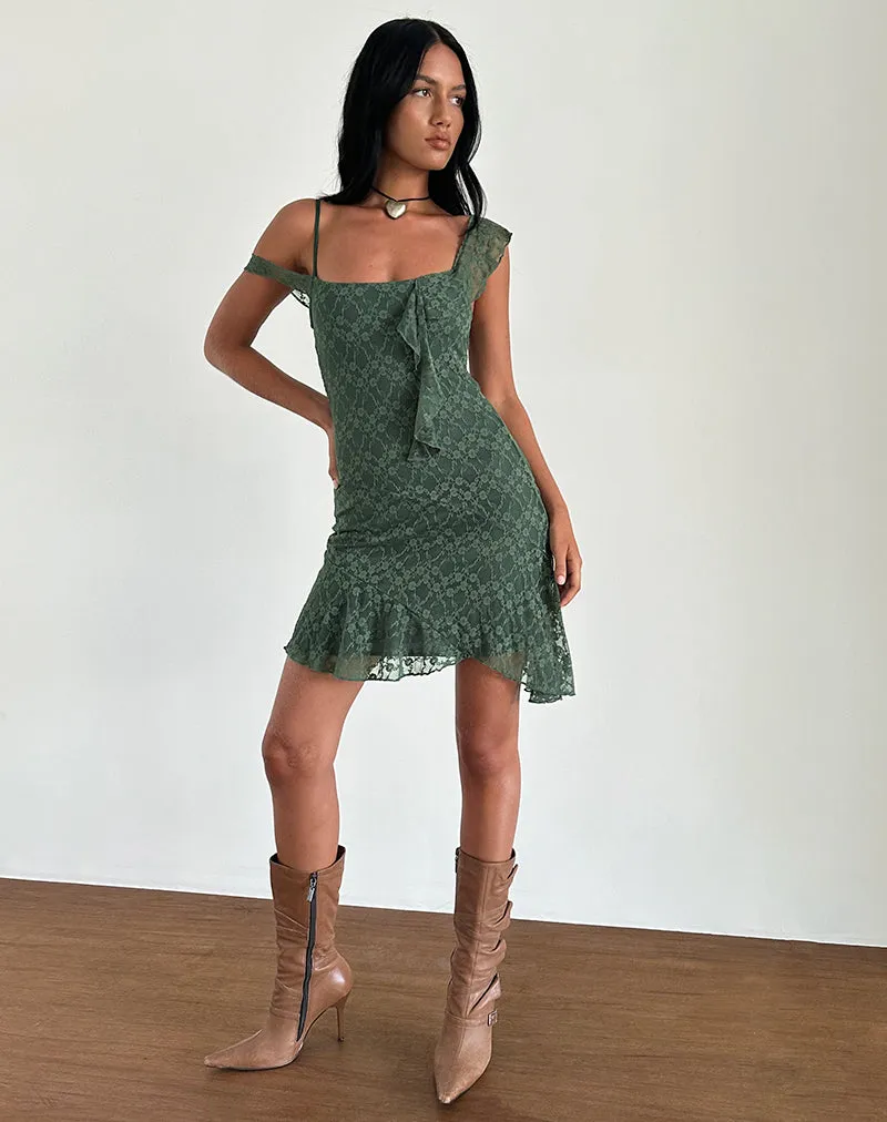 Jati Mini Dress in Sage Canina Rose Lace