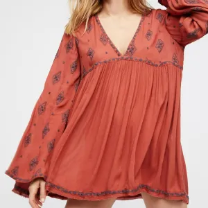 Jillian Embroidered Boho Mini Dress