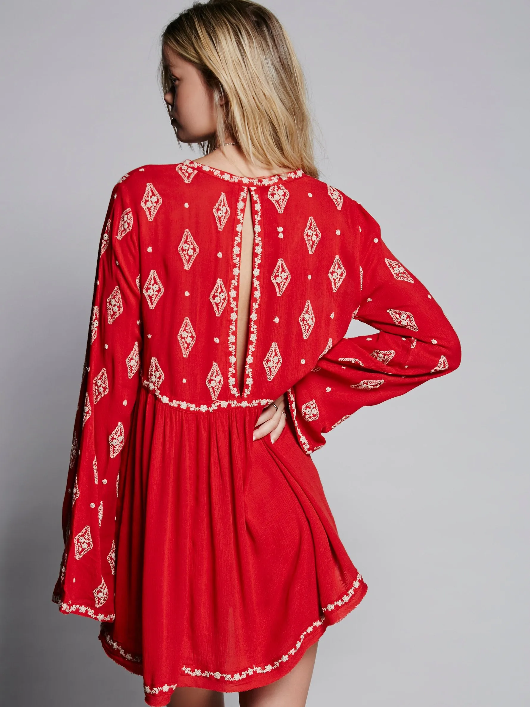 Jillian Embroidered Boho Mini Dress