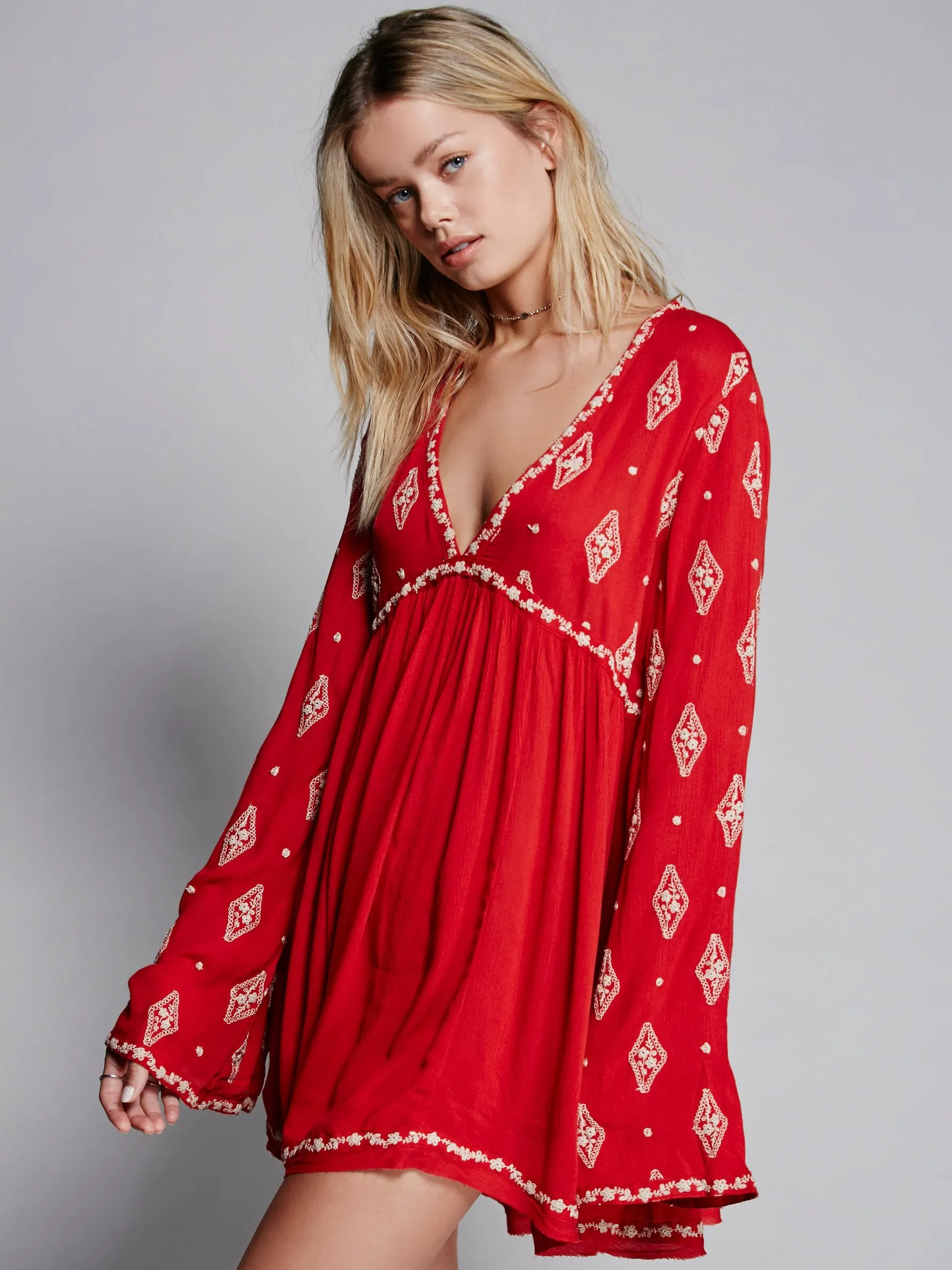 Jillian Embroidered Boho Mini Dress