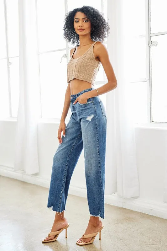 Kan Can High Rise Slim Wide Leg Jeans