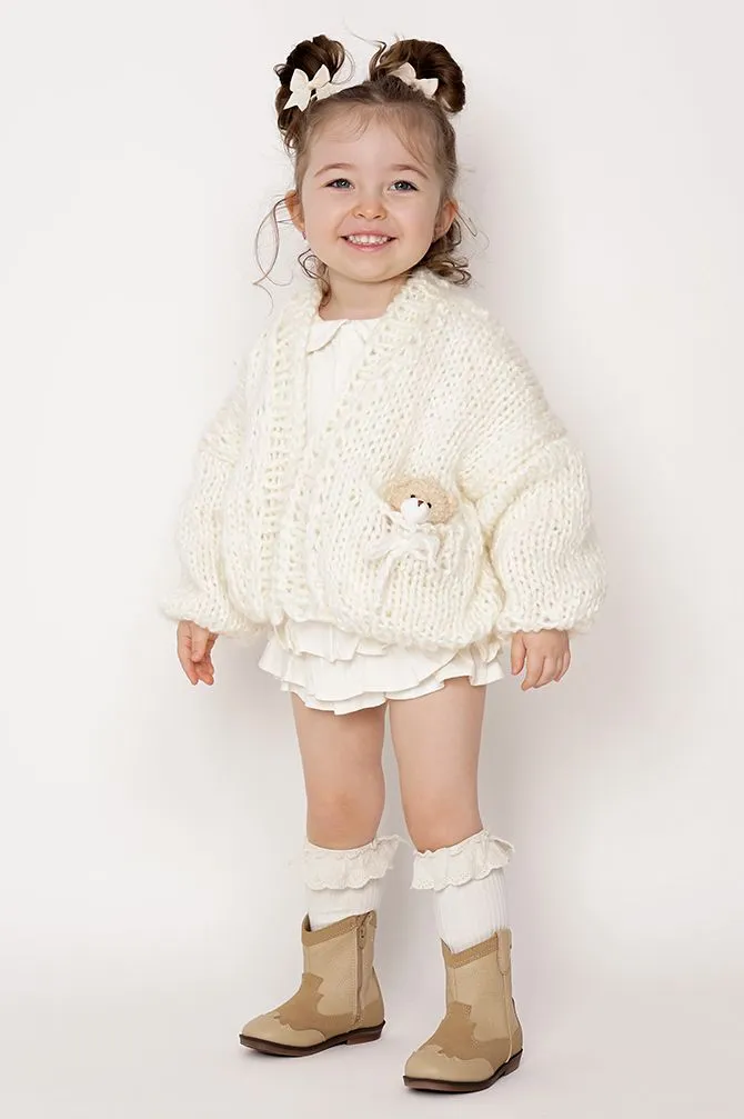 Kids' Bear Handmade Sweater Ecru