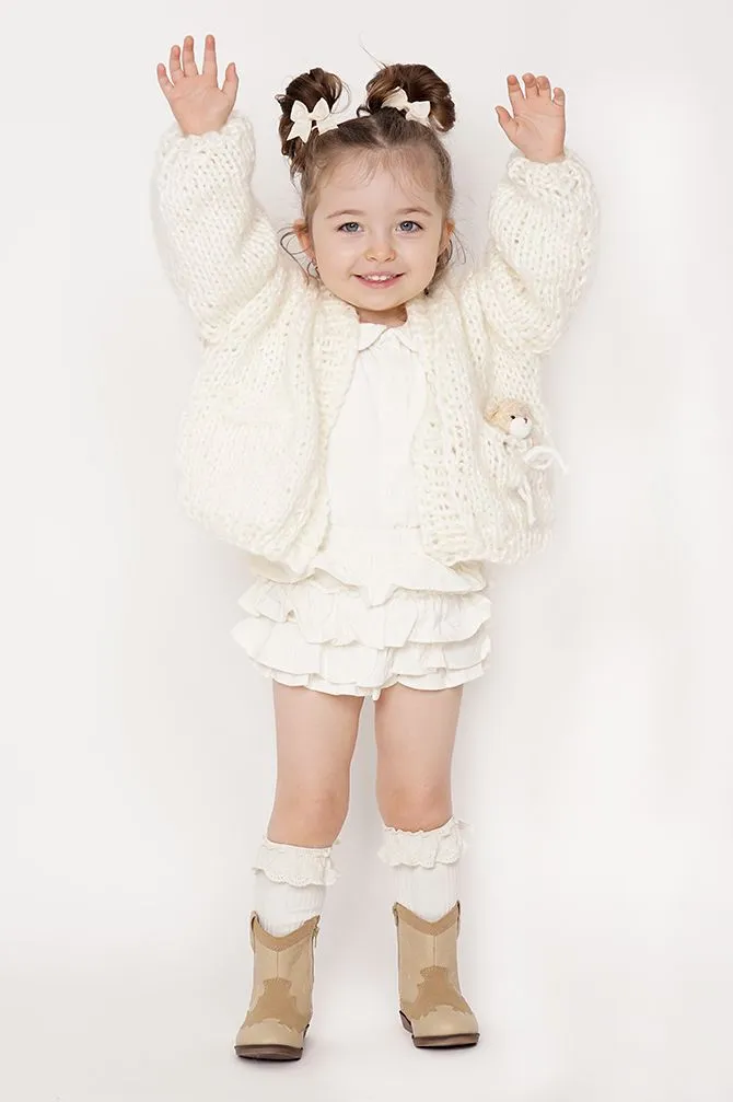 Kids' Bear Handmade Sweater Ecru