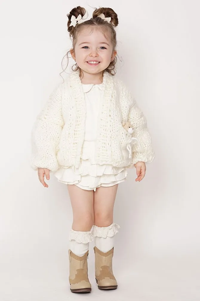 Kids' Bear Handmade Sweater Ecru