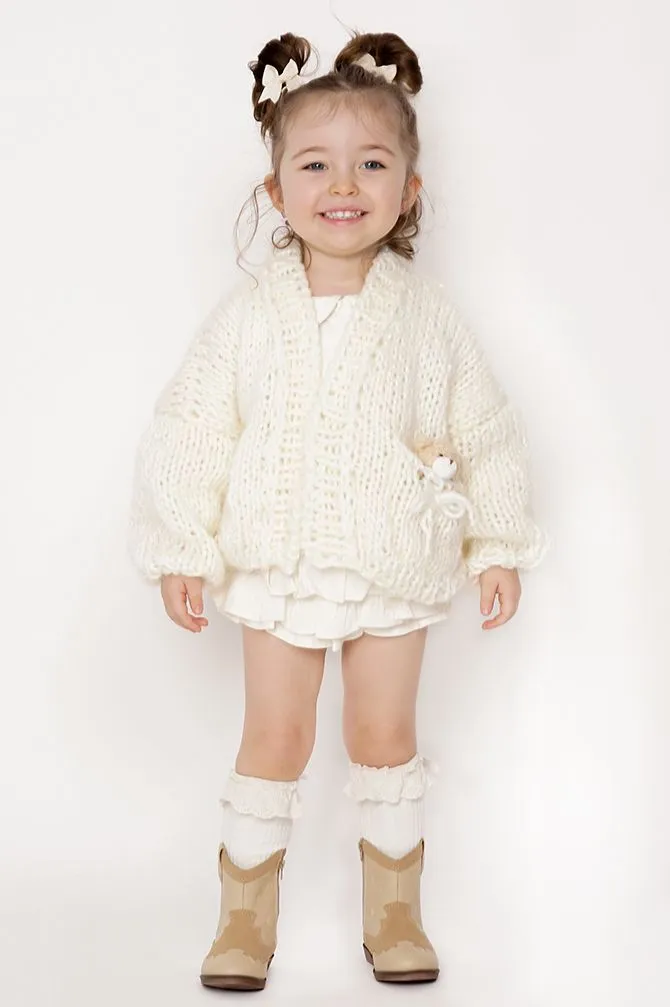 Kids' Bear Handmade Sweater Ecru