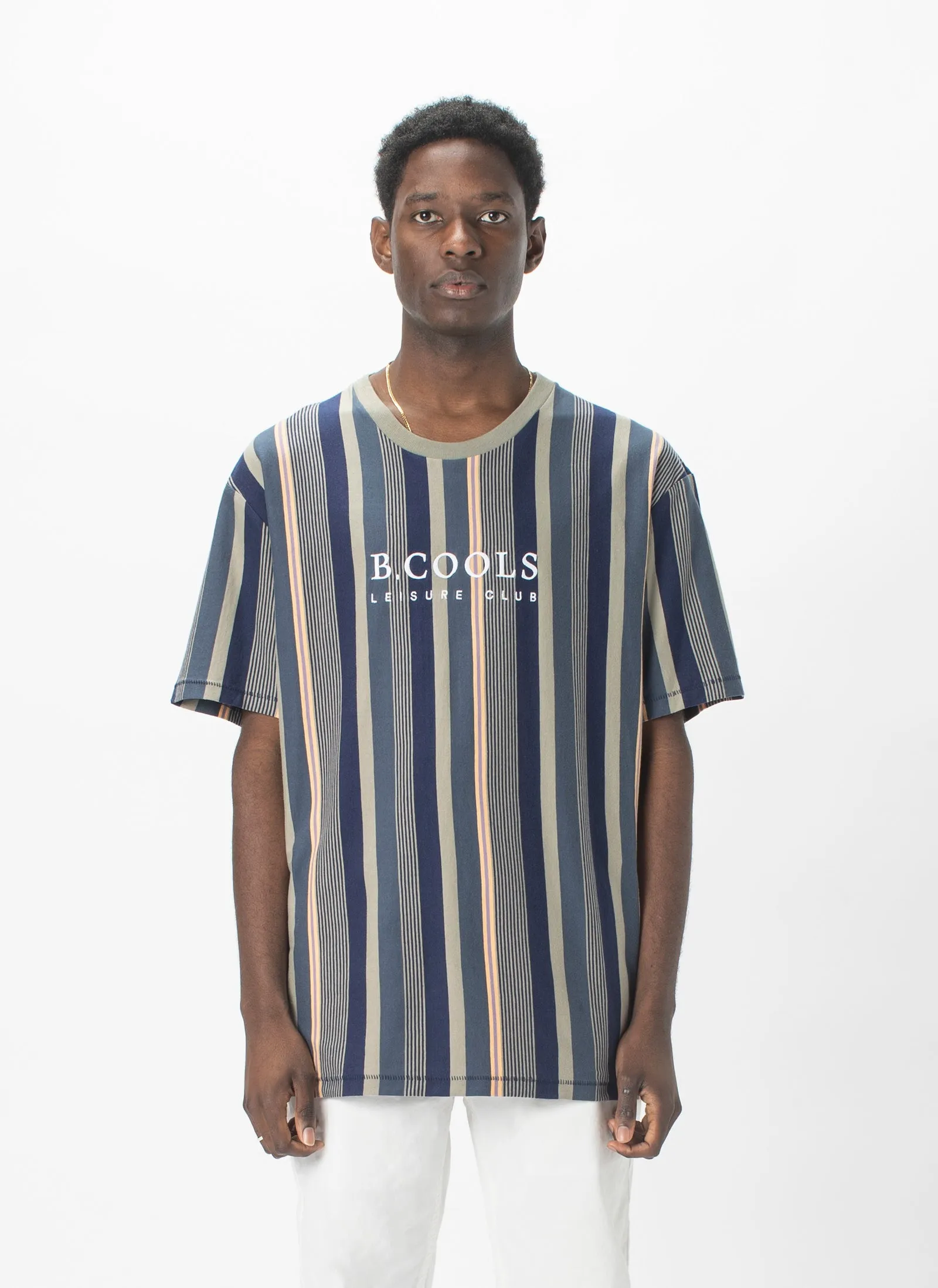 Leisure Club Tee Sage Stripe