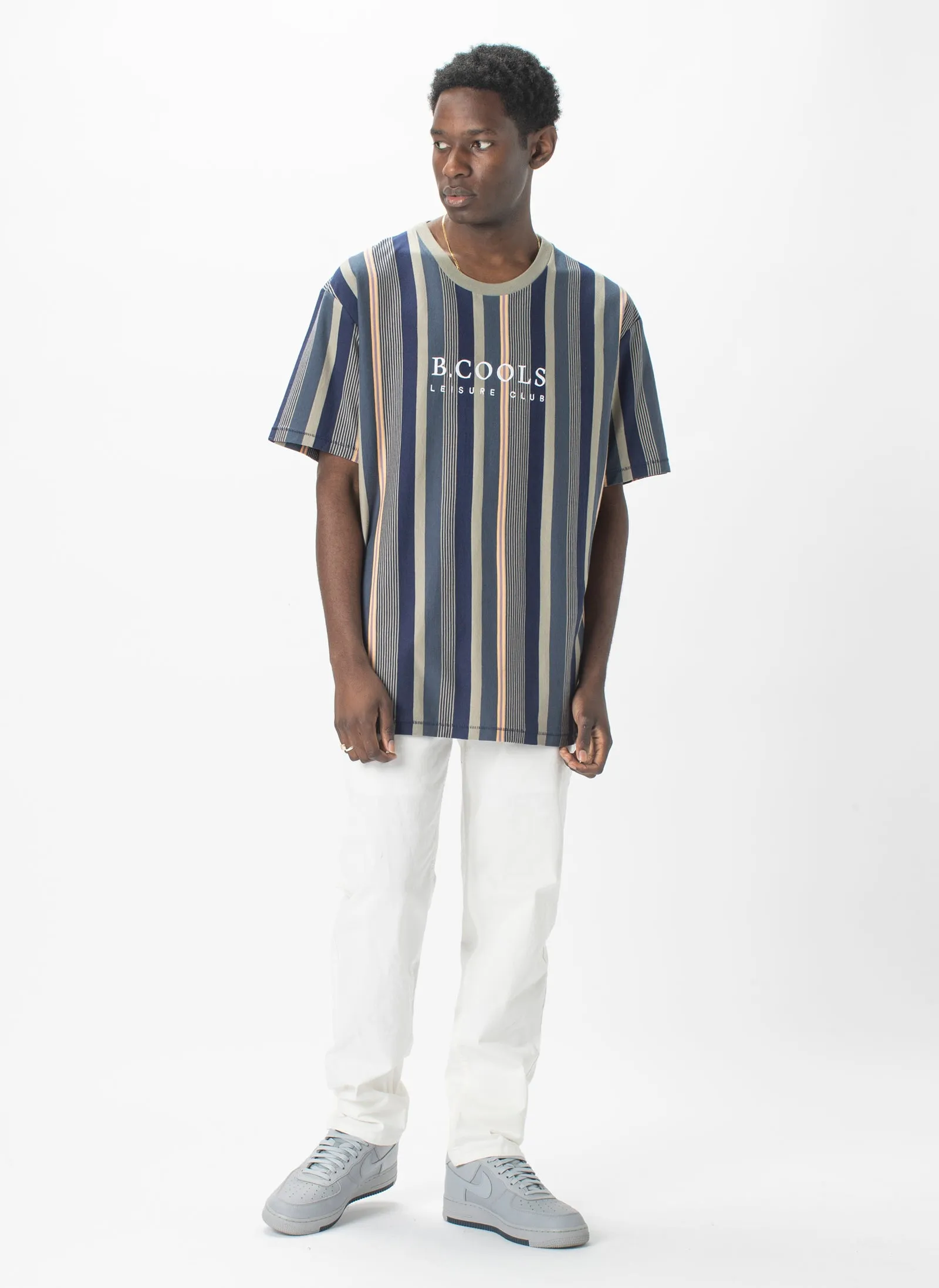 Leisure Club Tee Sage Stripe