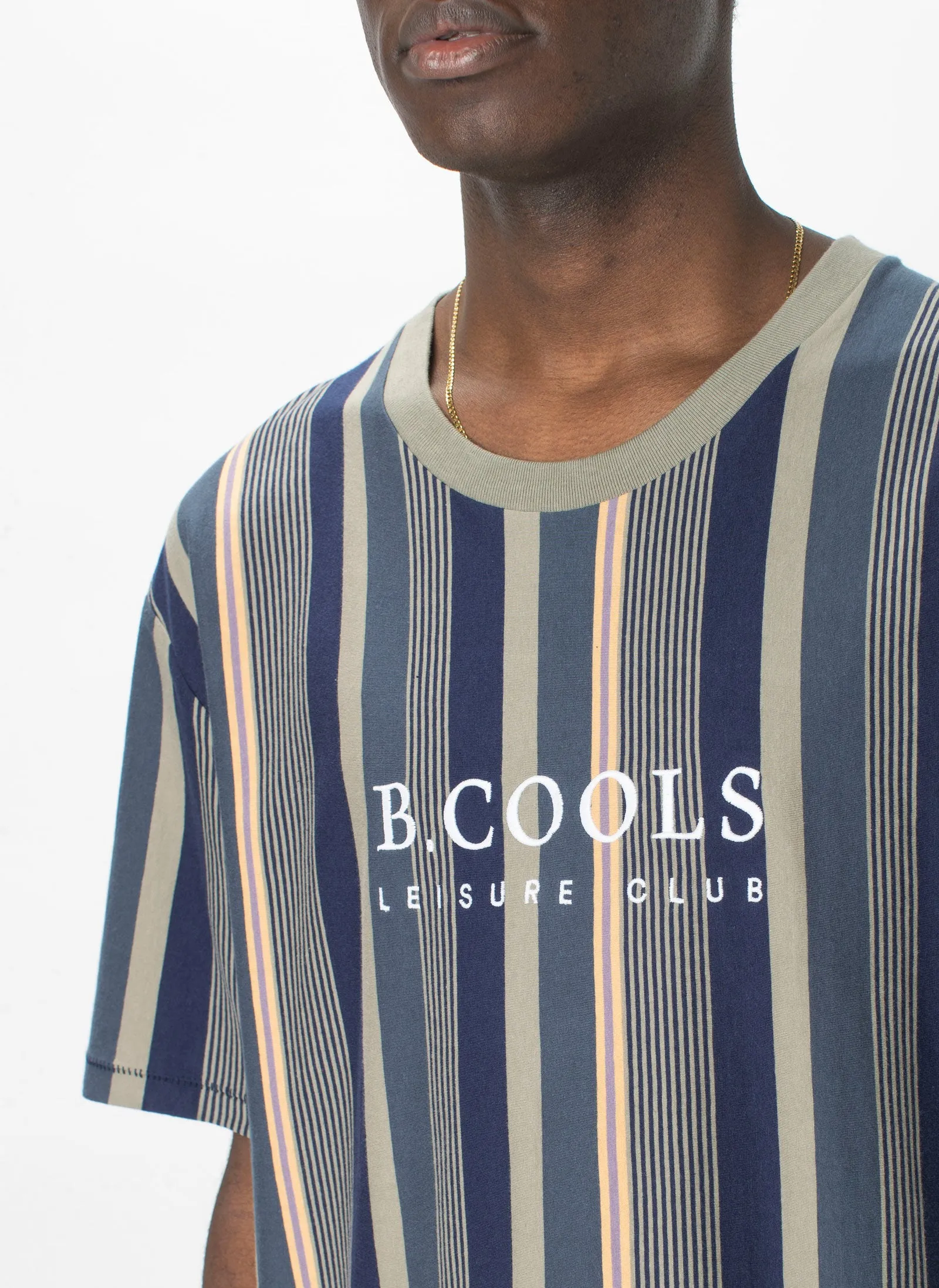 Leisure Club Tee Sage Stripe