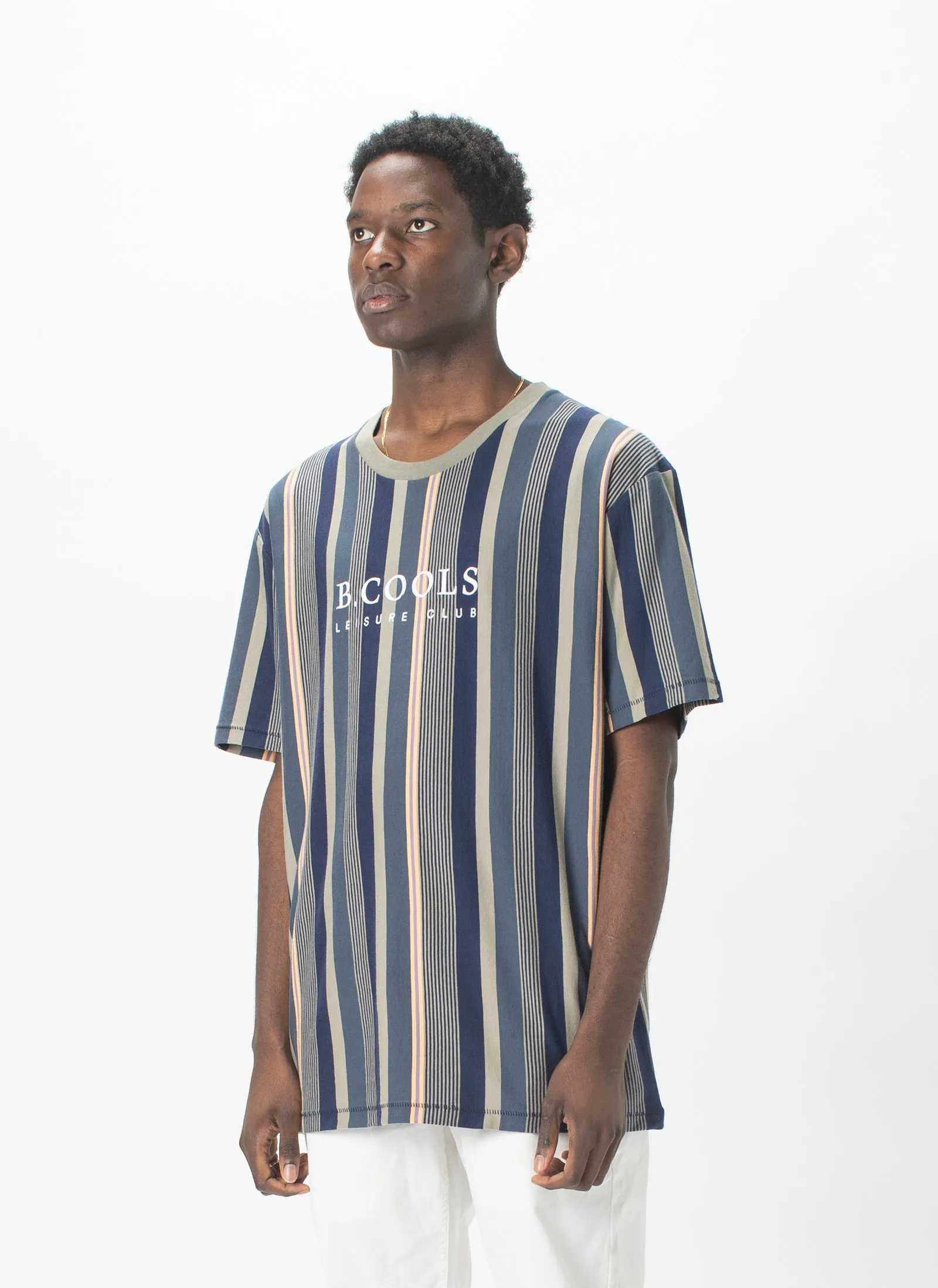 Leisure Club Tee Sage Stripe