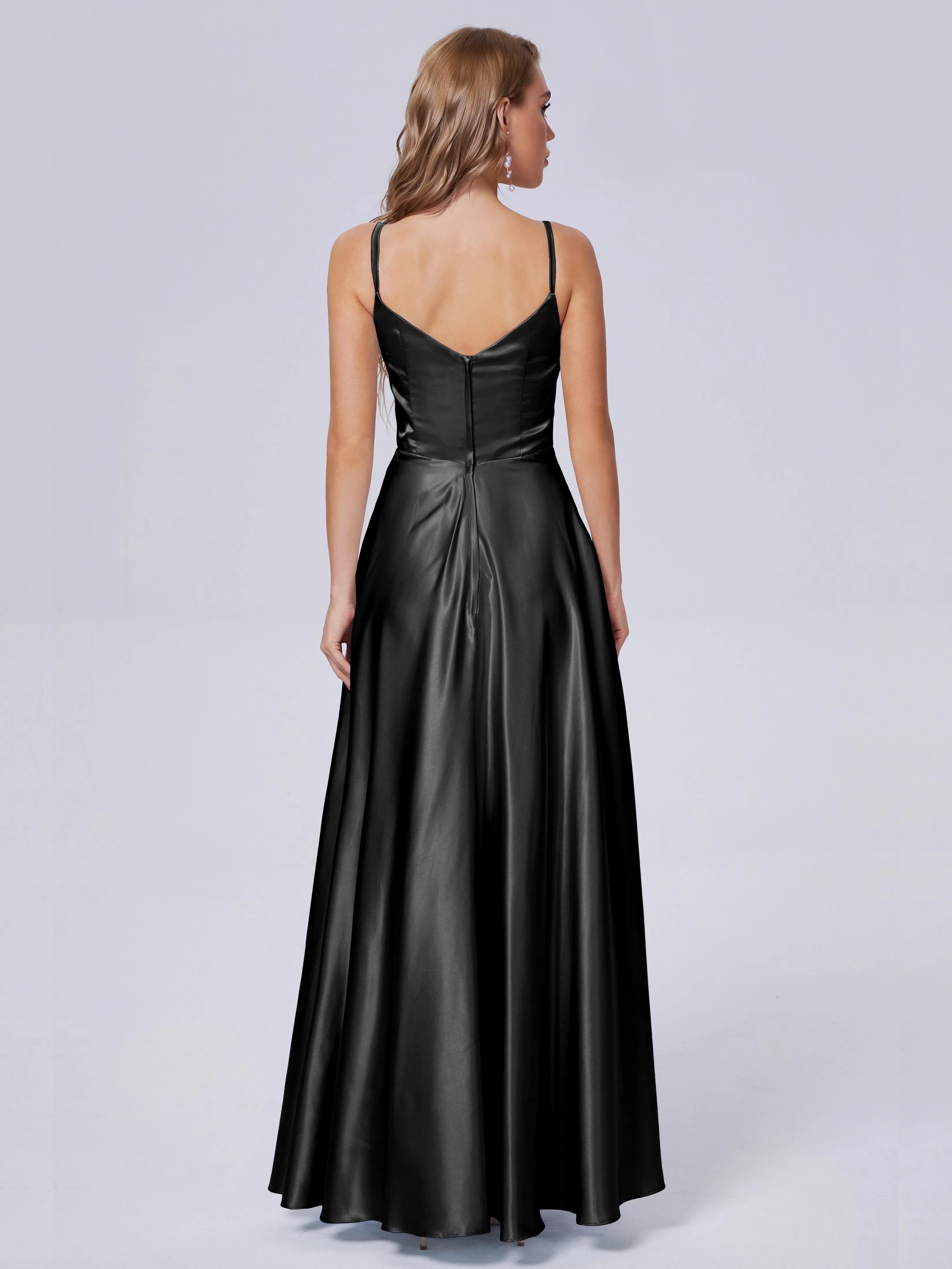 Lila Asymmetrical Split Soft Satin Bridesmaid Dresses