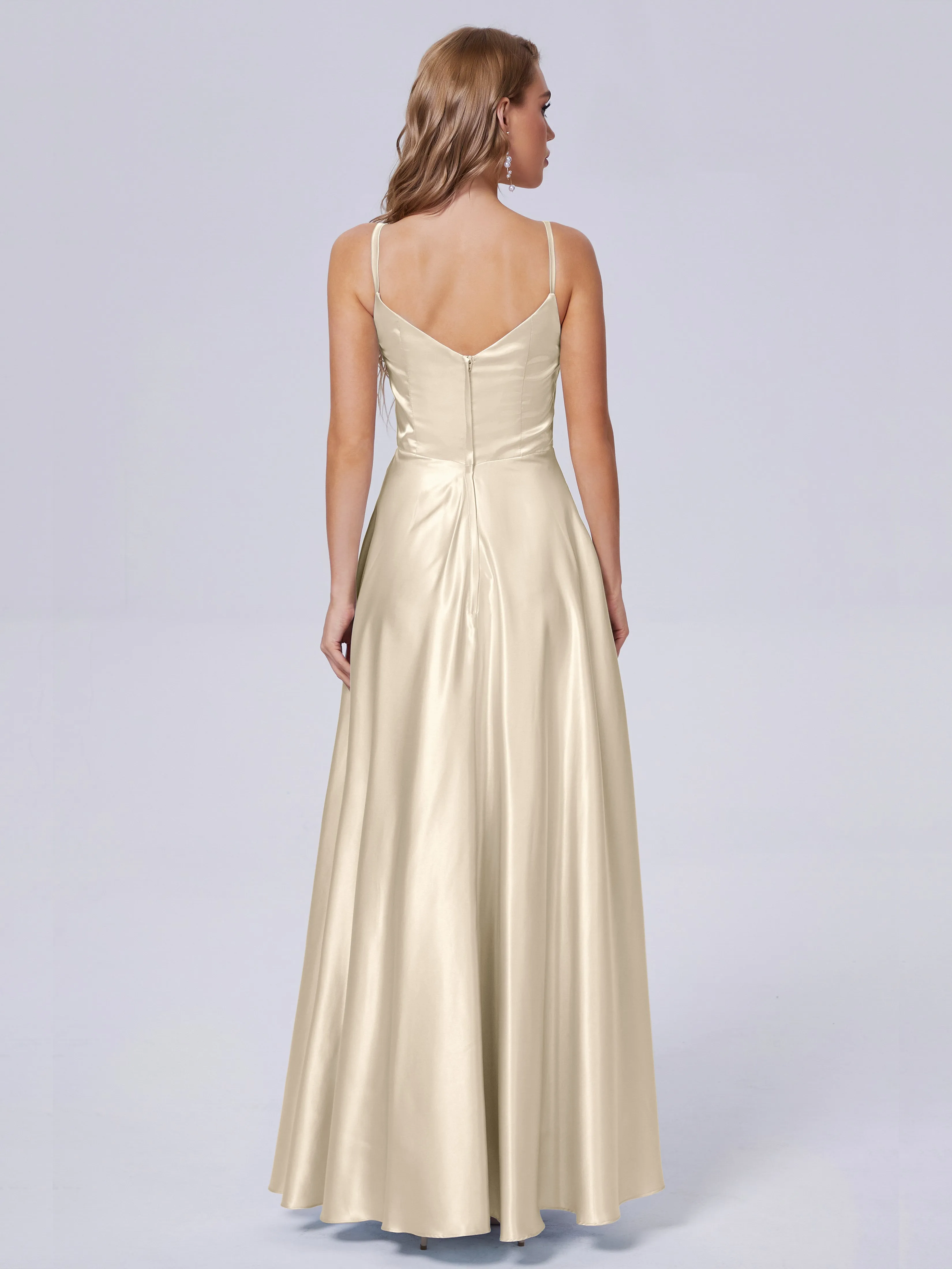 Lila Asymmetrical Split Soft Satin Bridesmaid Dresses