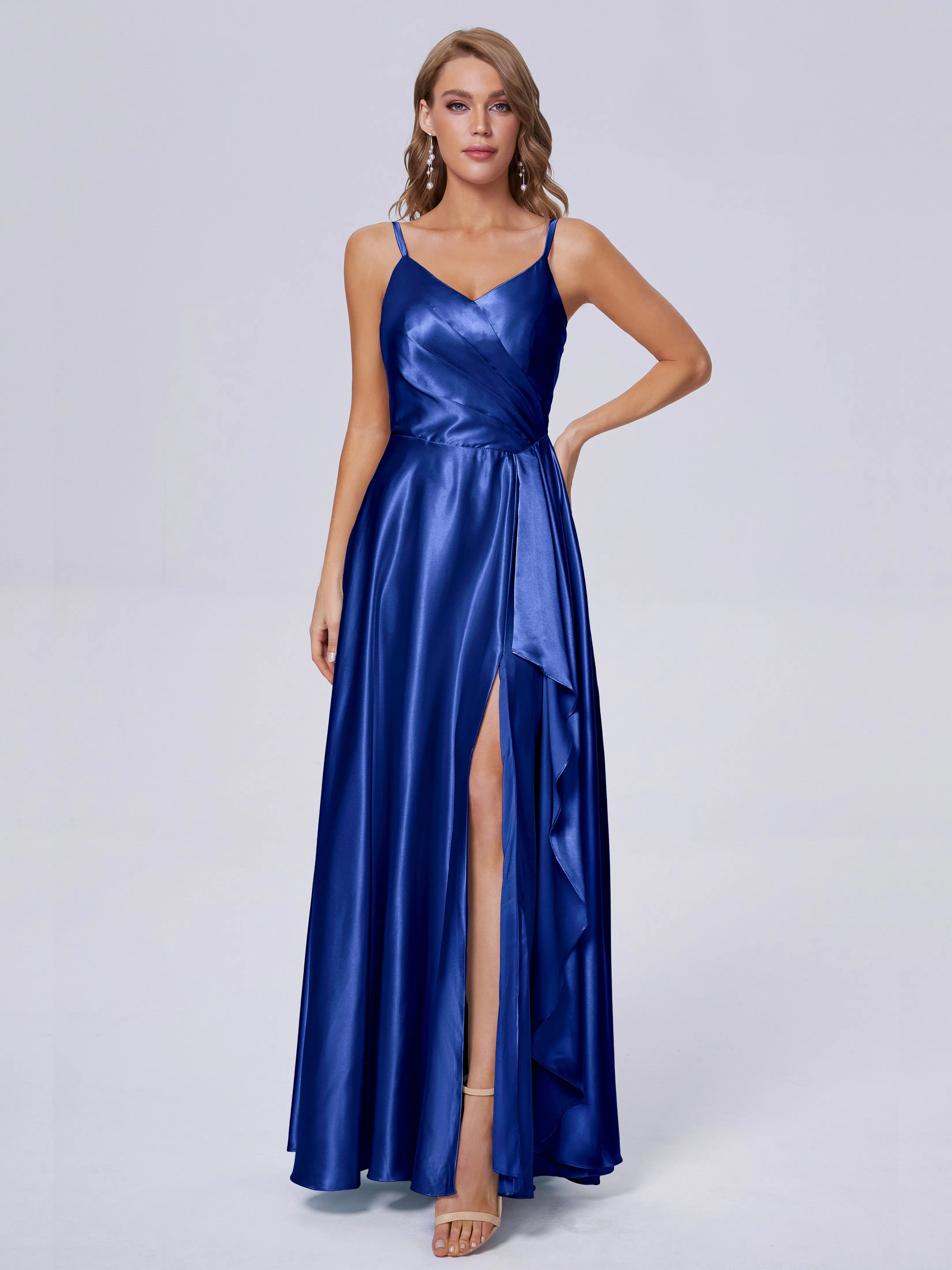 Lila Asymmetrical Split Soft Satin Bridesmaid Dresses