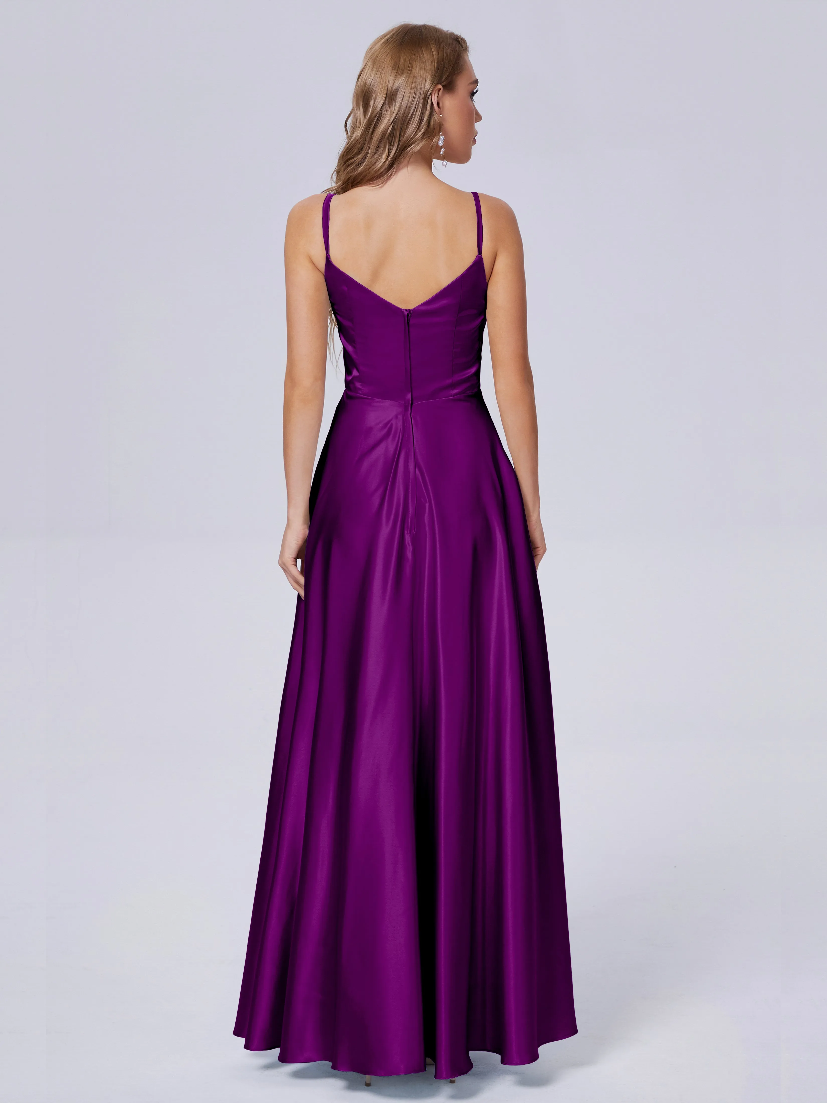 Lila Asymmetrical Split Soft Satin Bridesmaid Dresses