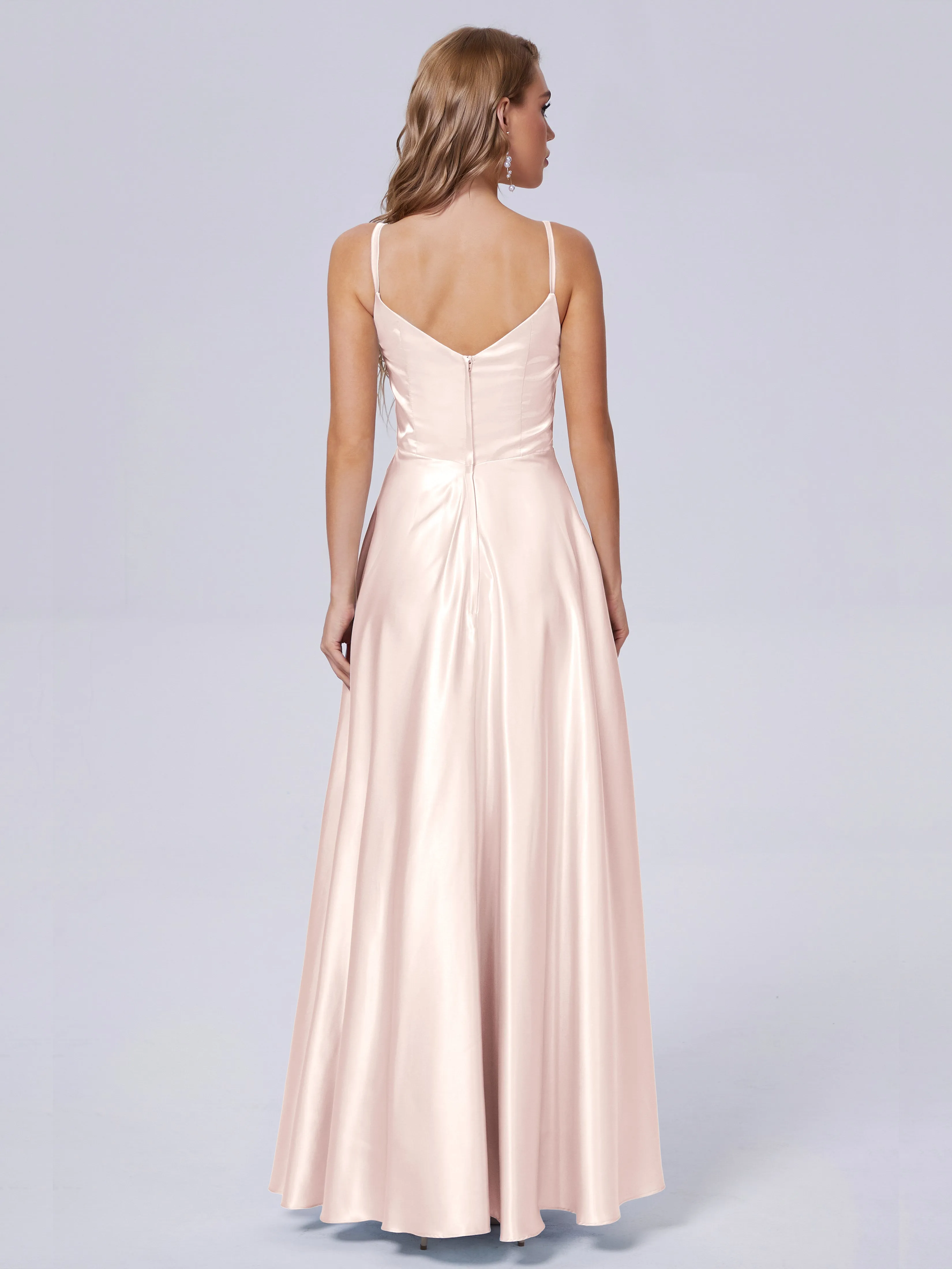 Lila Asymmetrical Split Soft Satin Bridesmaid Dresses