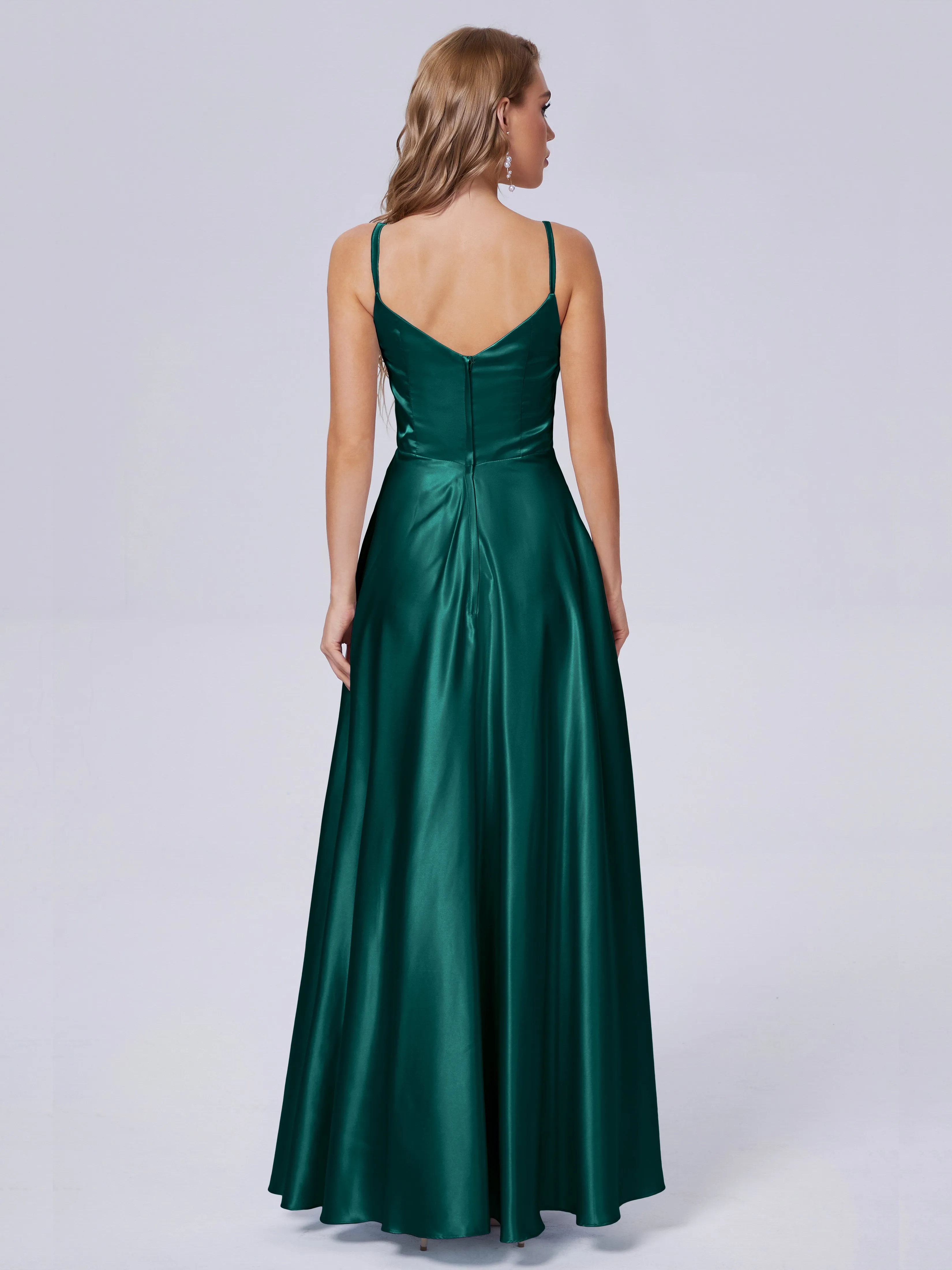 Lila Asymmetrical Split Soft Satin Bridesmaid Dresses