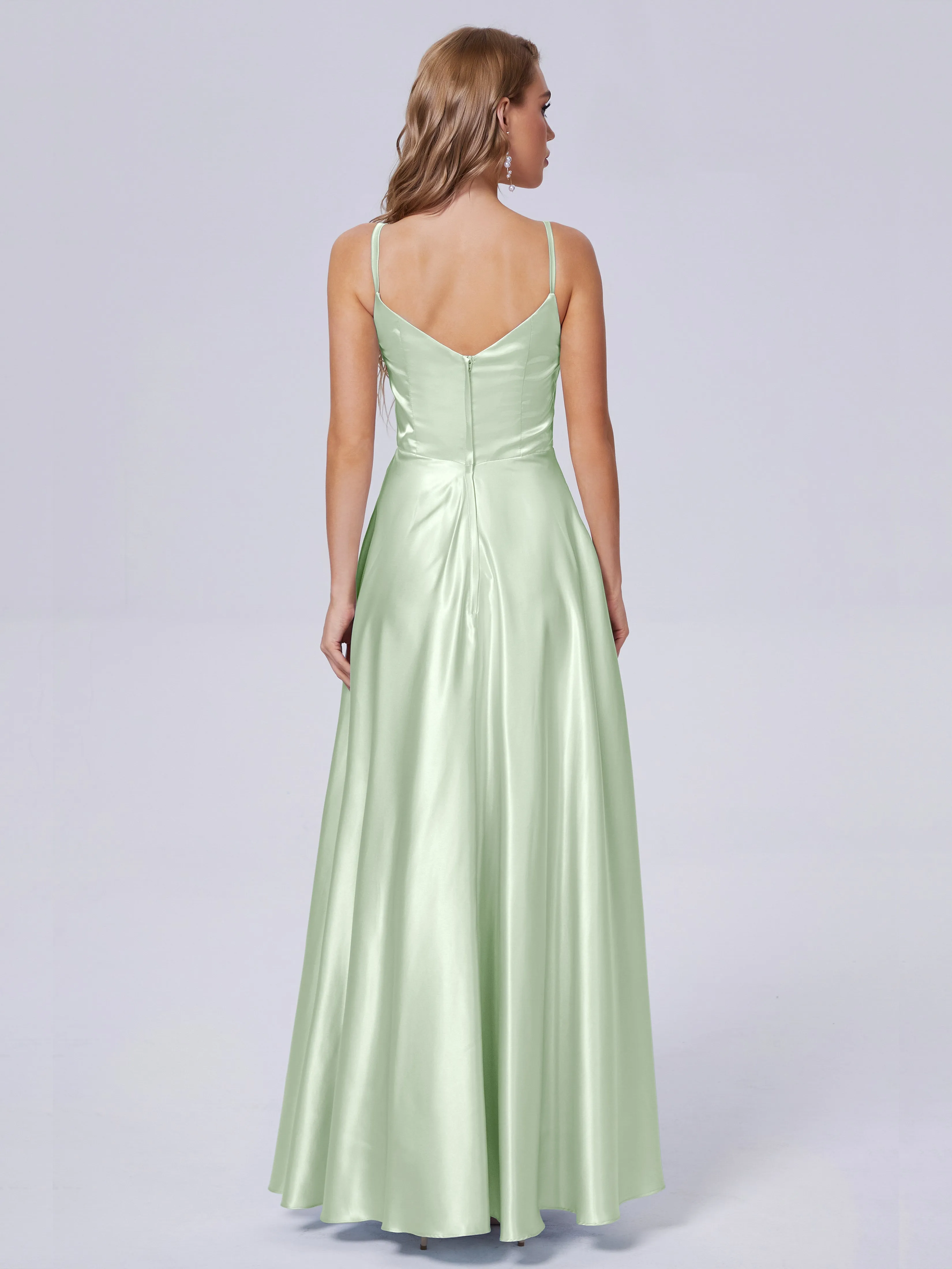 Lila Asymmetrical Split Soft Satin Bridesmaid Dresses