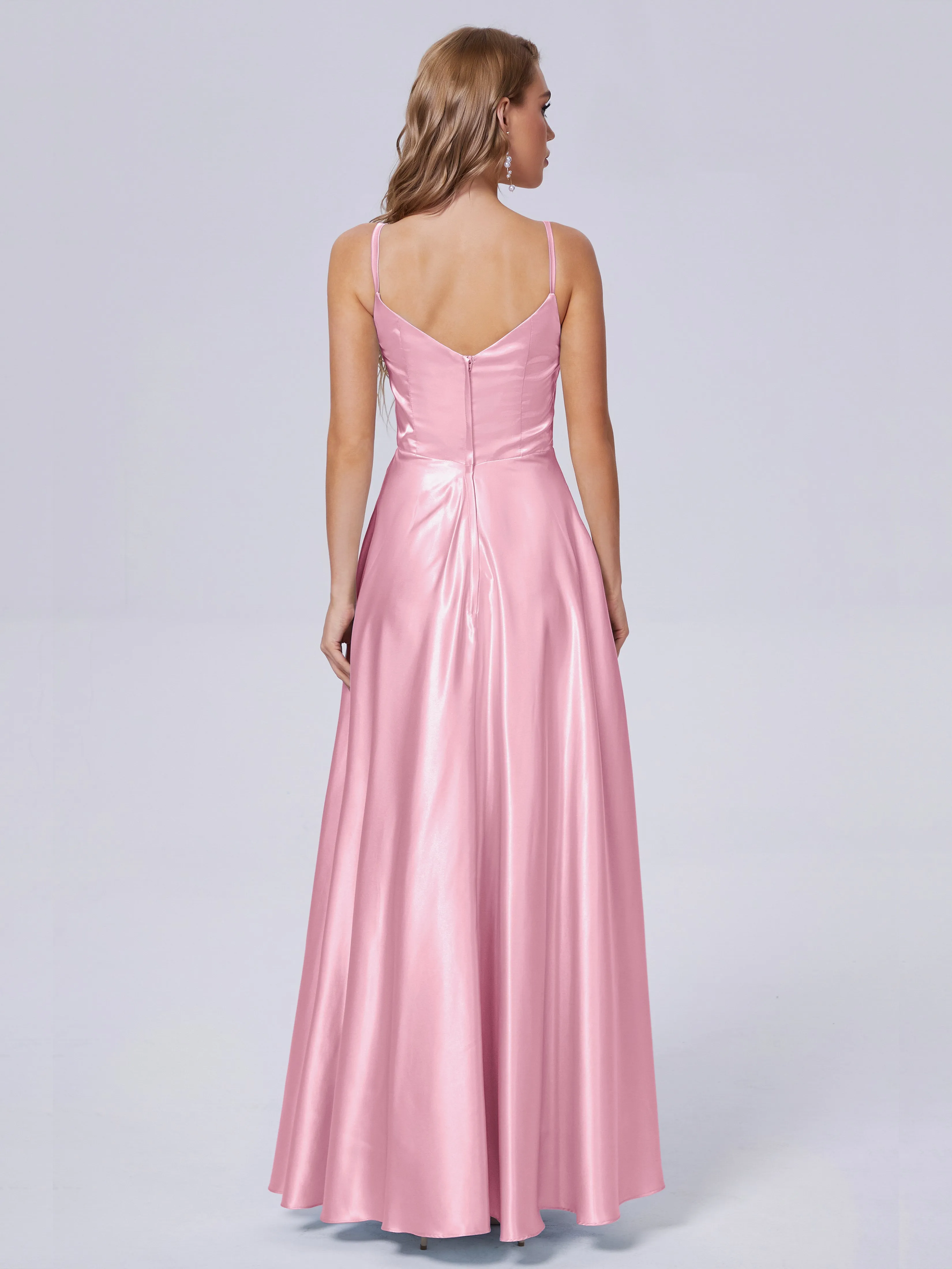 Lila Asymmetrical Split Soft Satin Bridesmaid Dresses