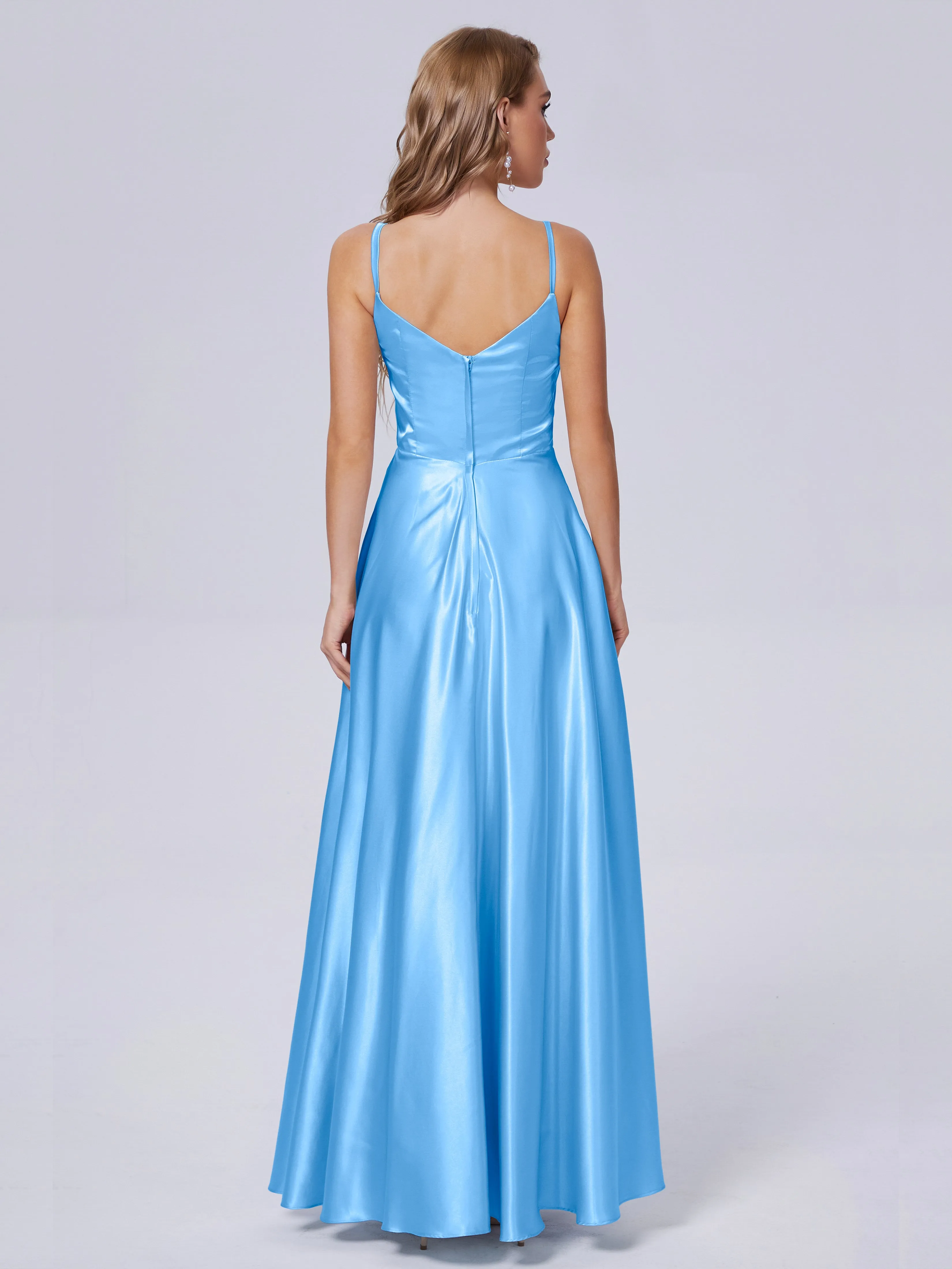 Lila Asymmetrical Split Soft Satin Bridesmaid Dresses