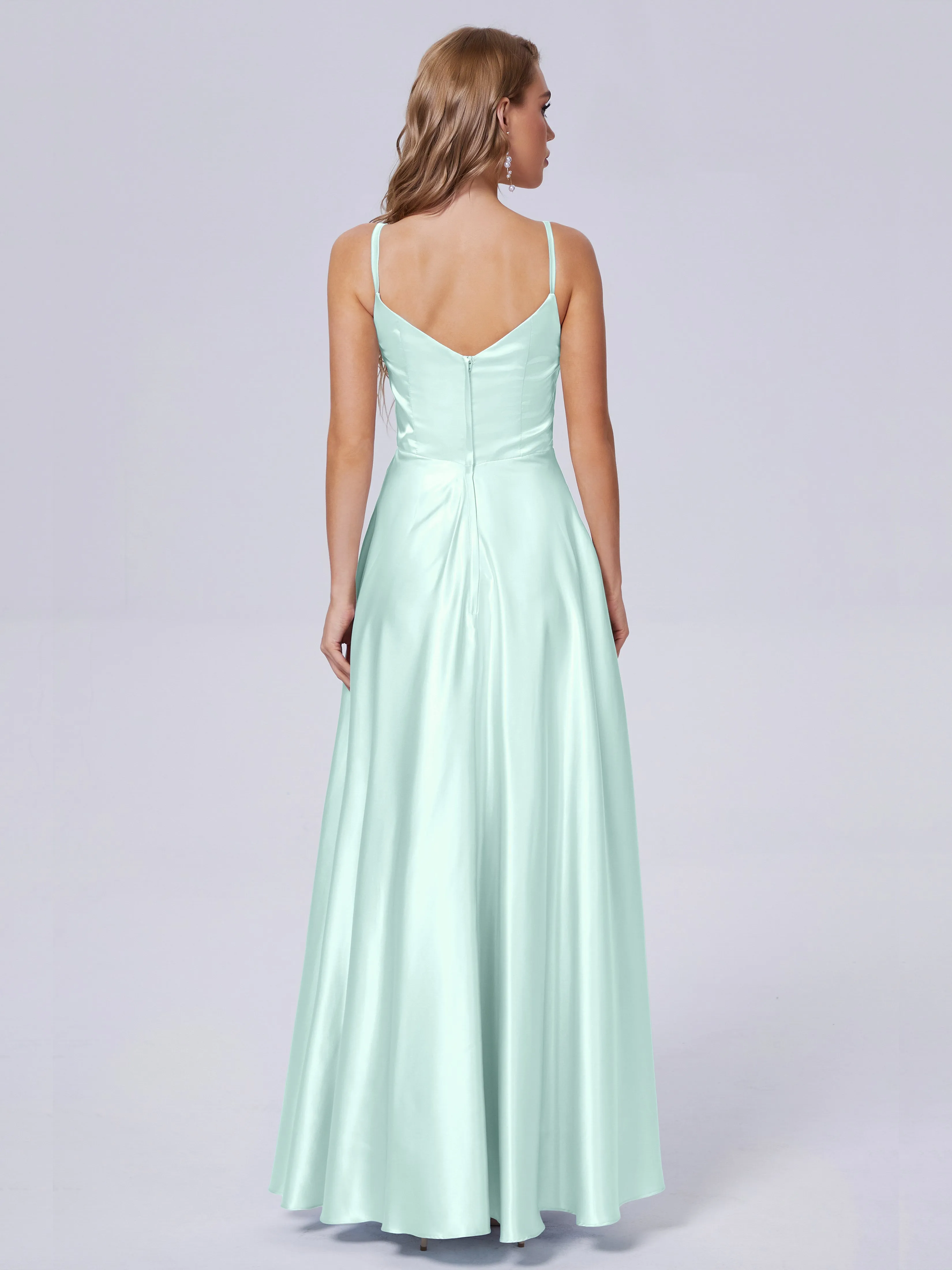 Lila Asymmetrical Split Soft Satin Bridesmaid Dresses