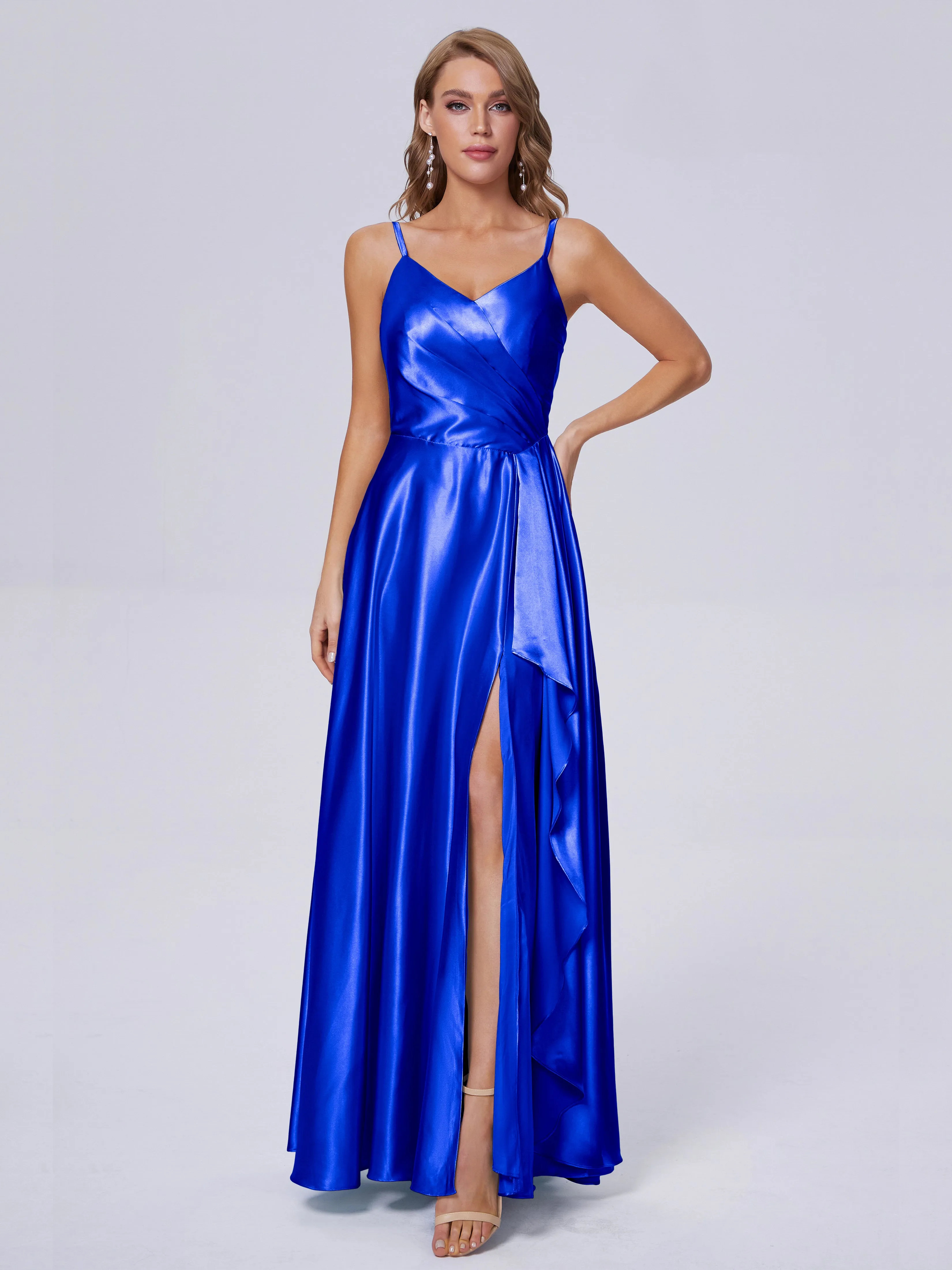 Lila Asymmetrical Split Soft Satin Bridesmaid Dresses