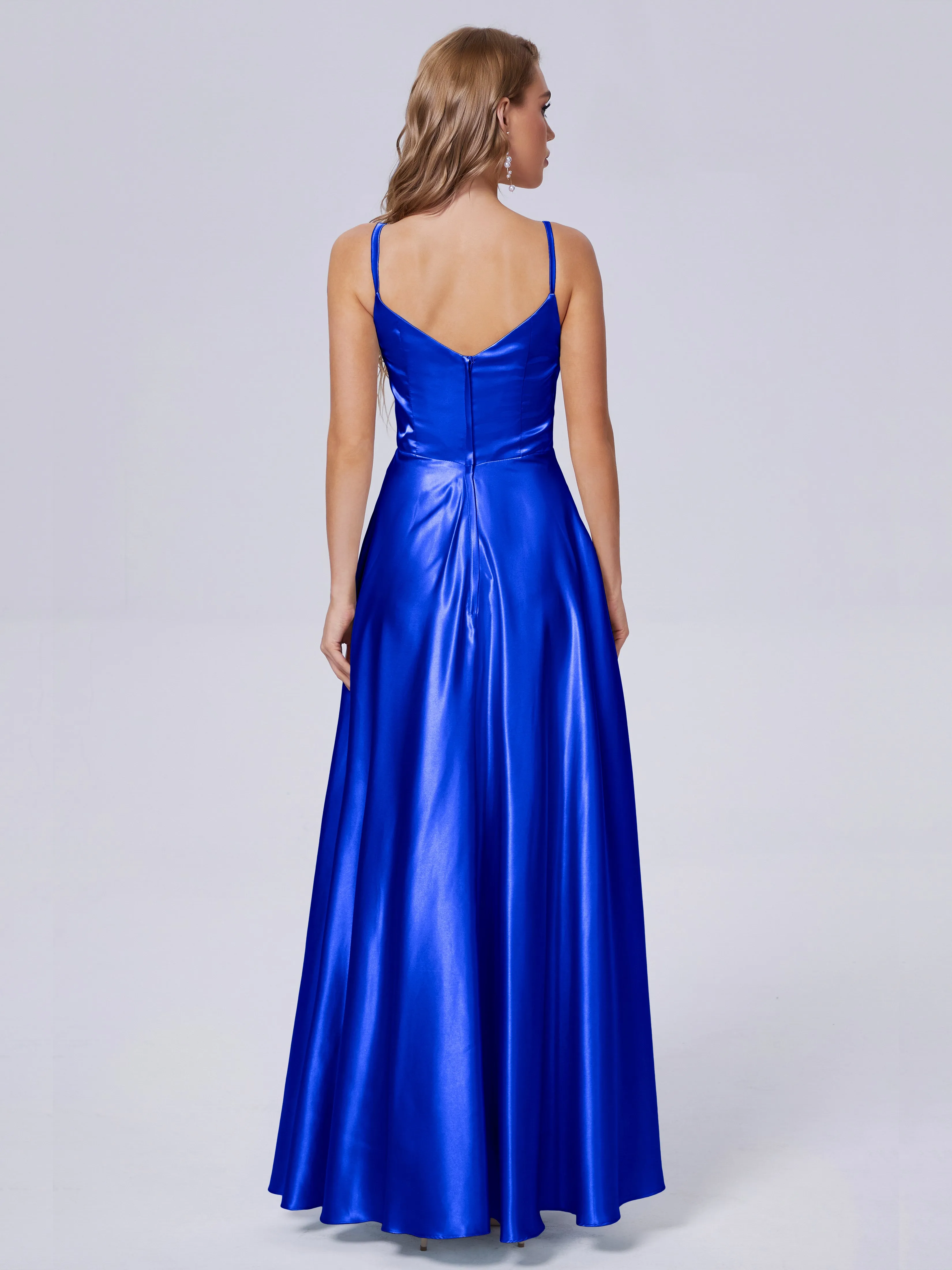 Lila Asymmetrical Split Soft Satin Bridesmaid Dresses