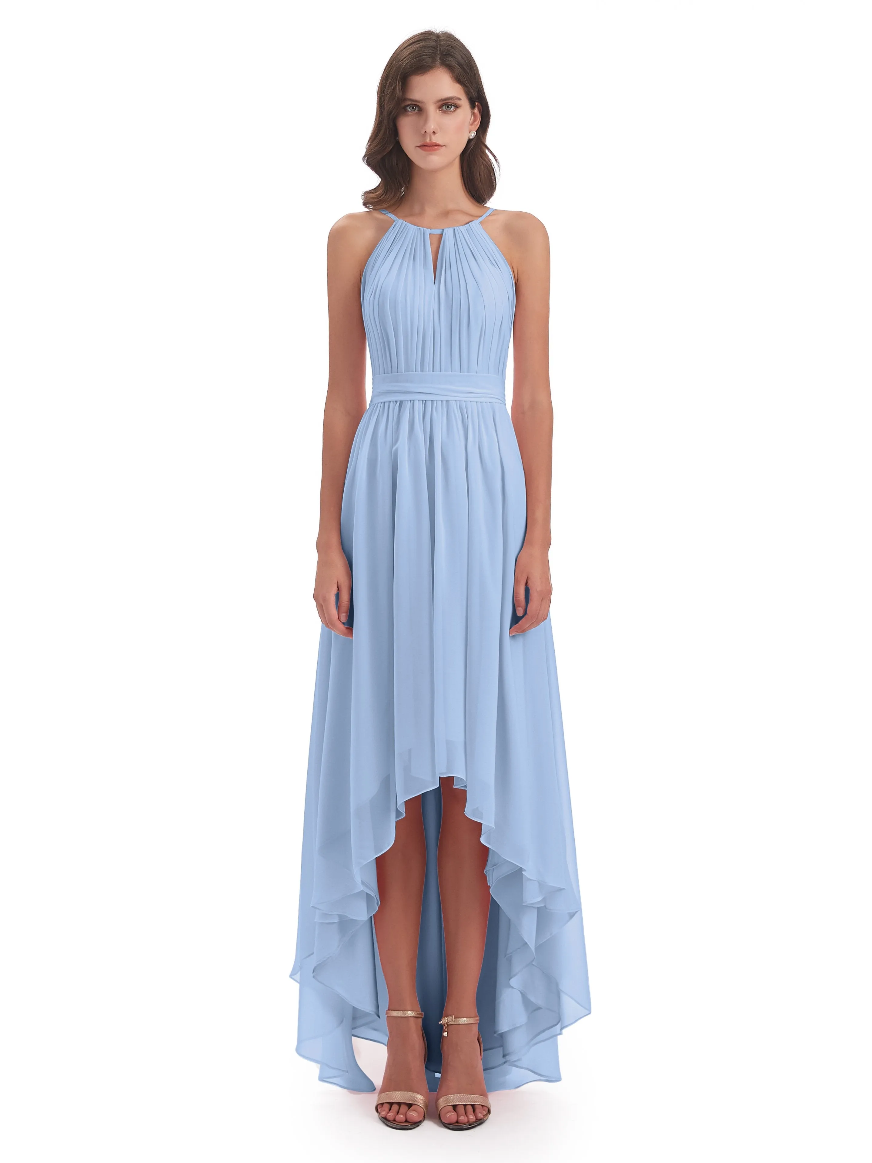 Lilly Dreamy Halter High-Low Chiffon Bridesmaid Dresses