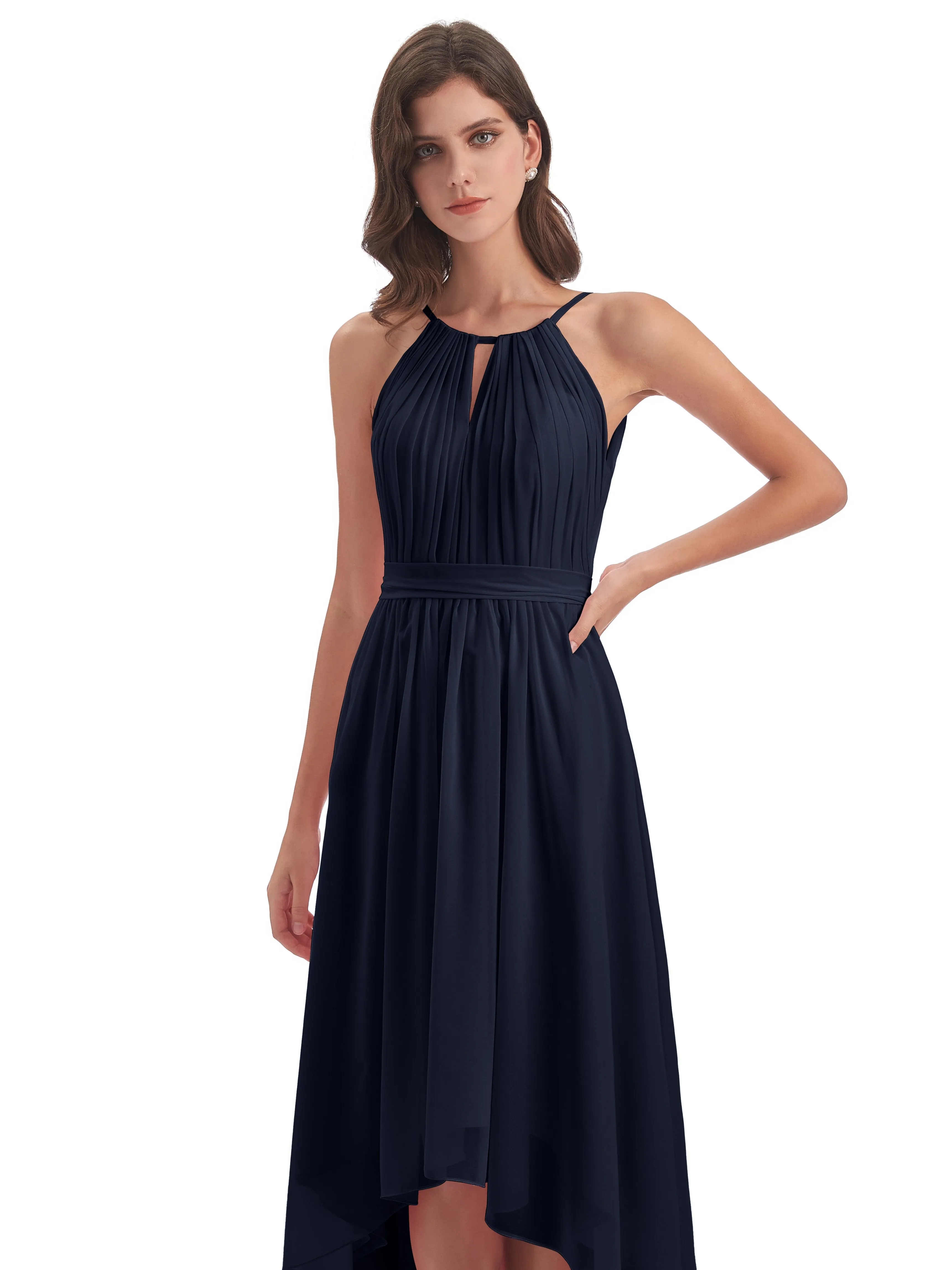 Lilly Dreamy Halter High-Low Chiffon Bridesmaid Dresses