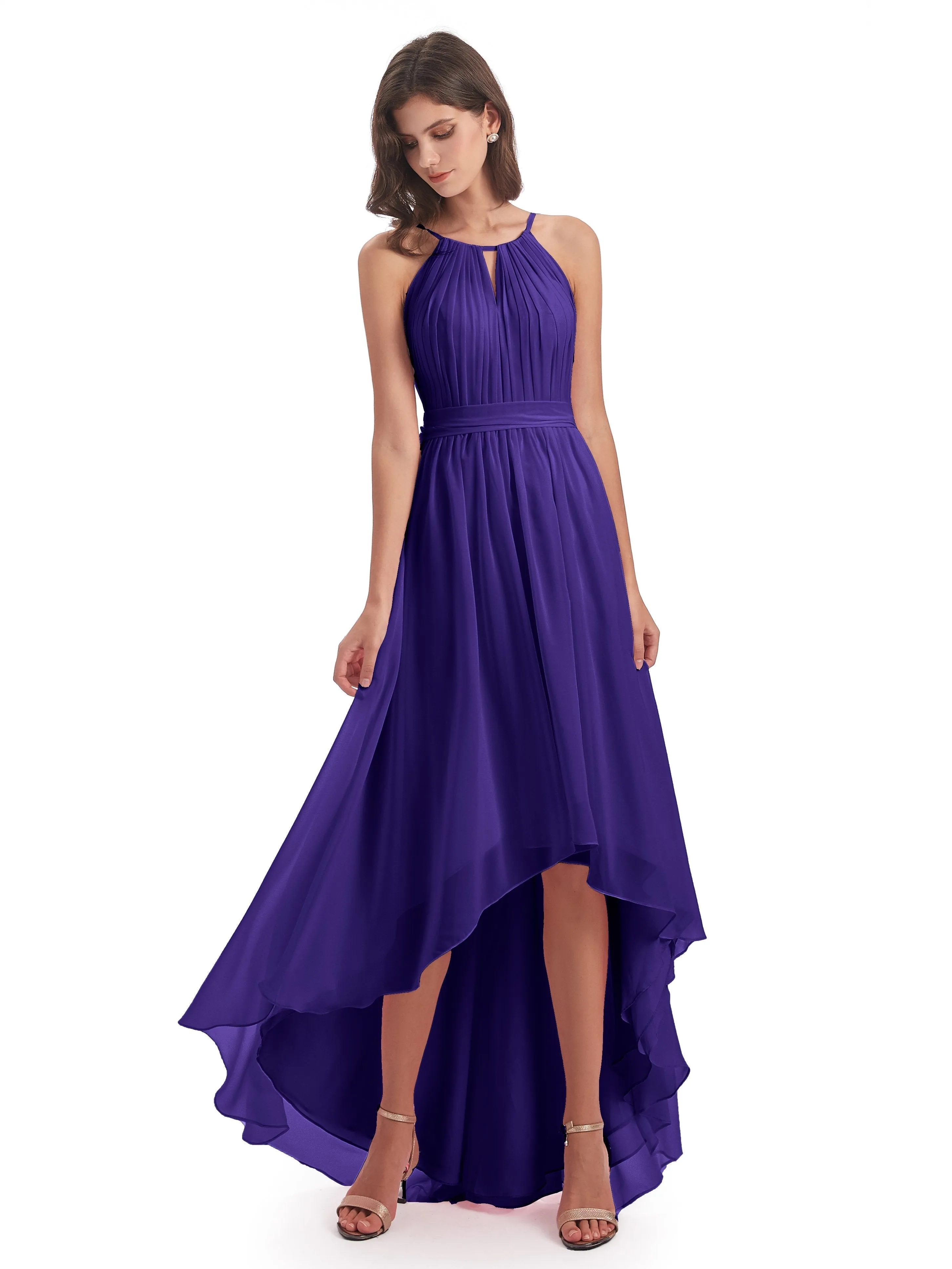 Lilly Dreamy Halter High-Low Chiffon Bridesmaid Dresses