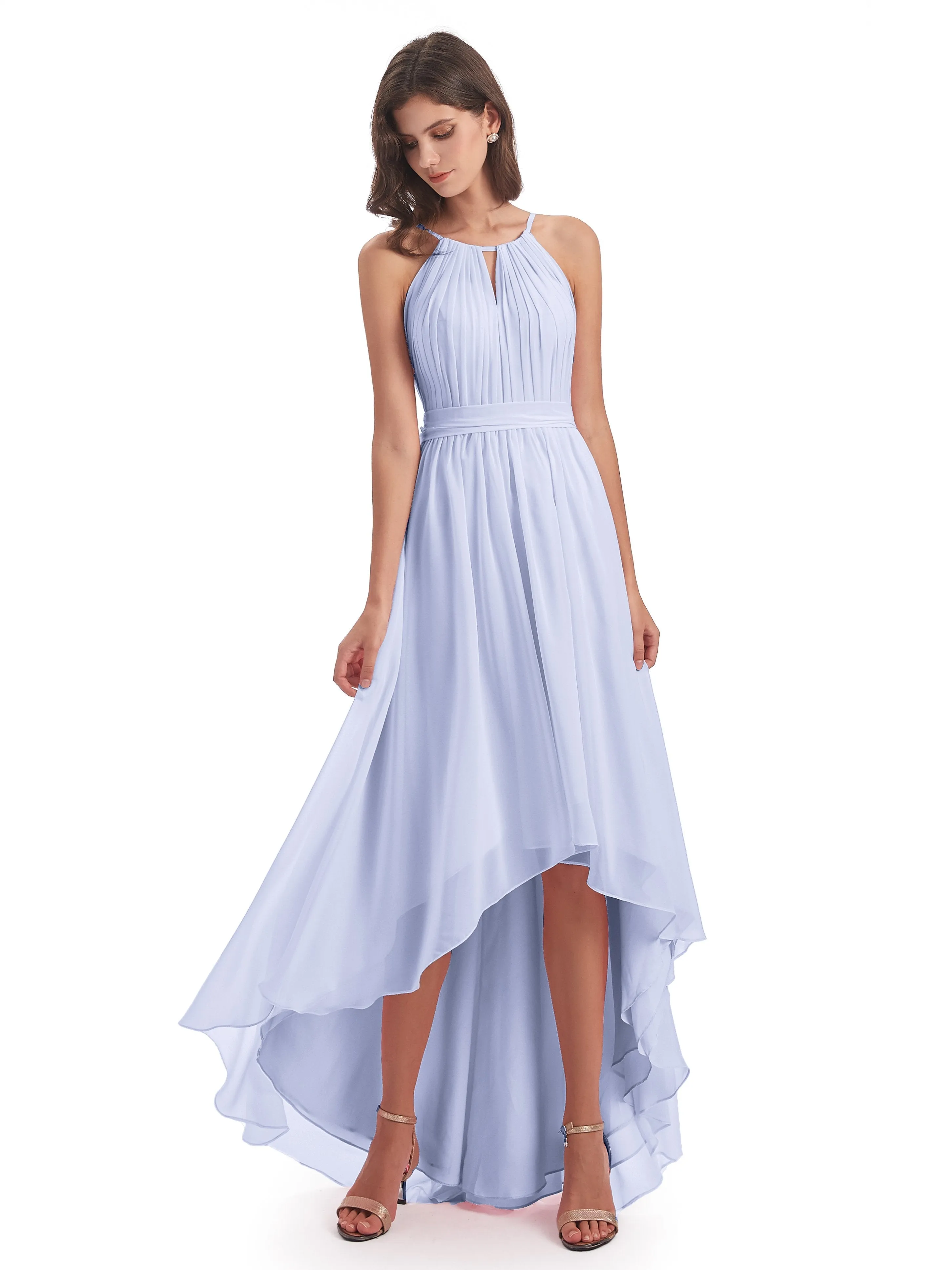 Lilly Dreamy Halter High-Low Chiffon Bridesmaid Dresses