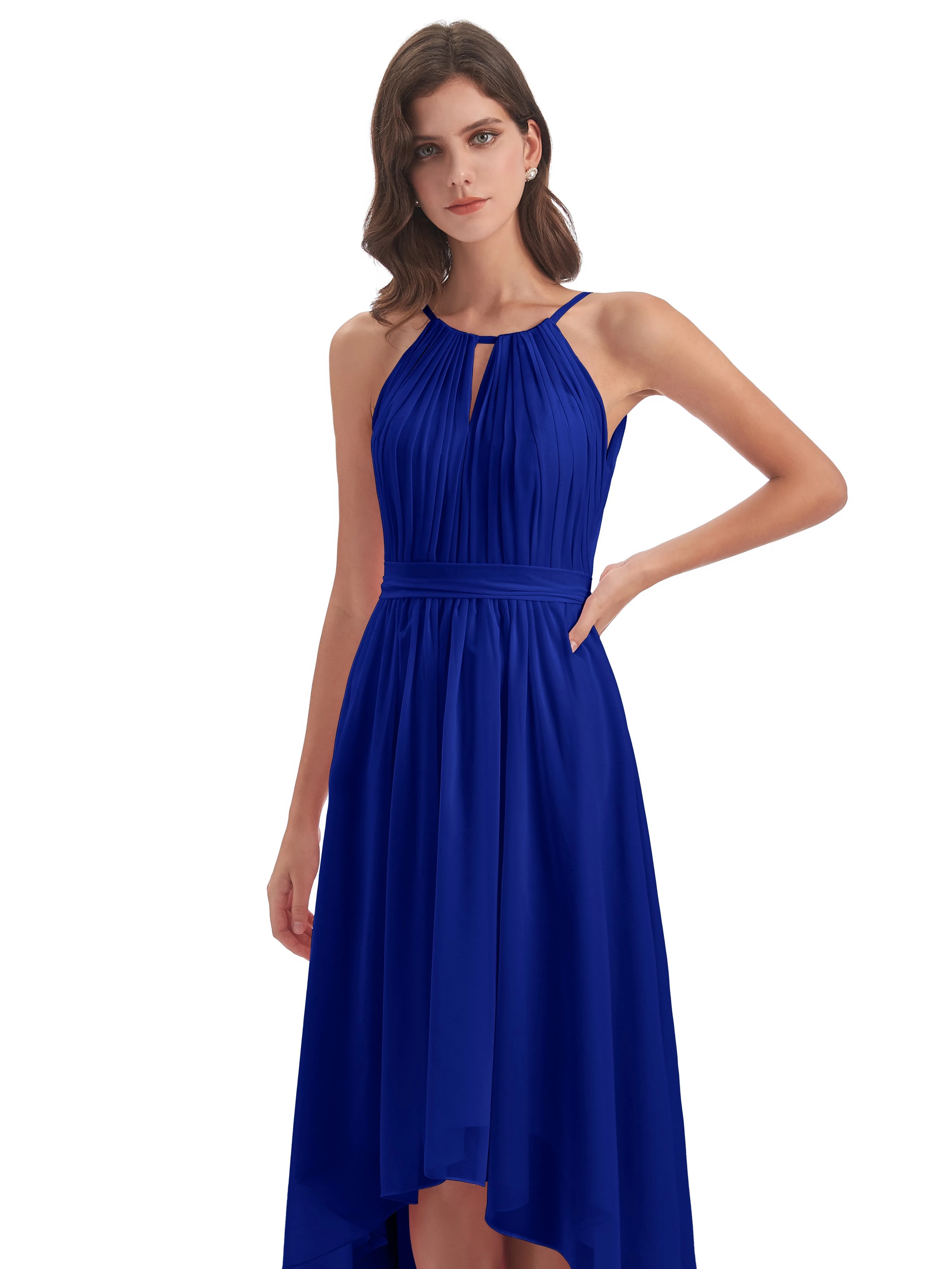 Lilly Dreamy Halter High-Low Chiffon Bridesmaid Dresses