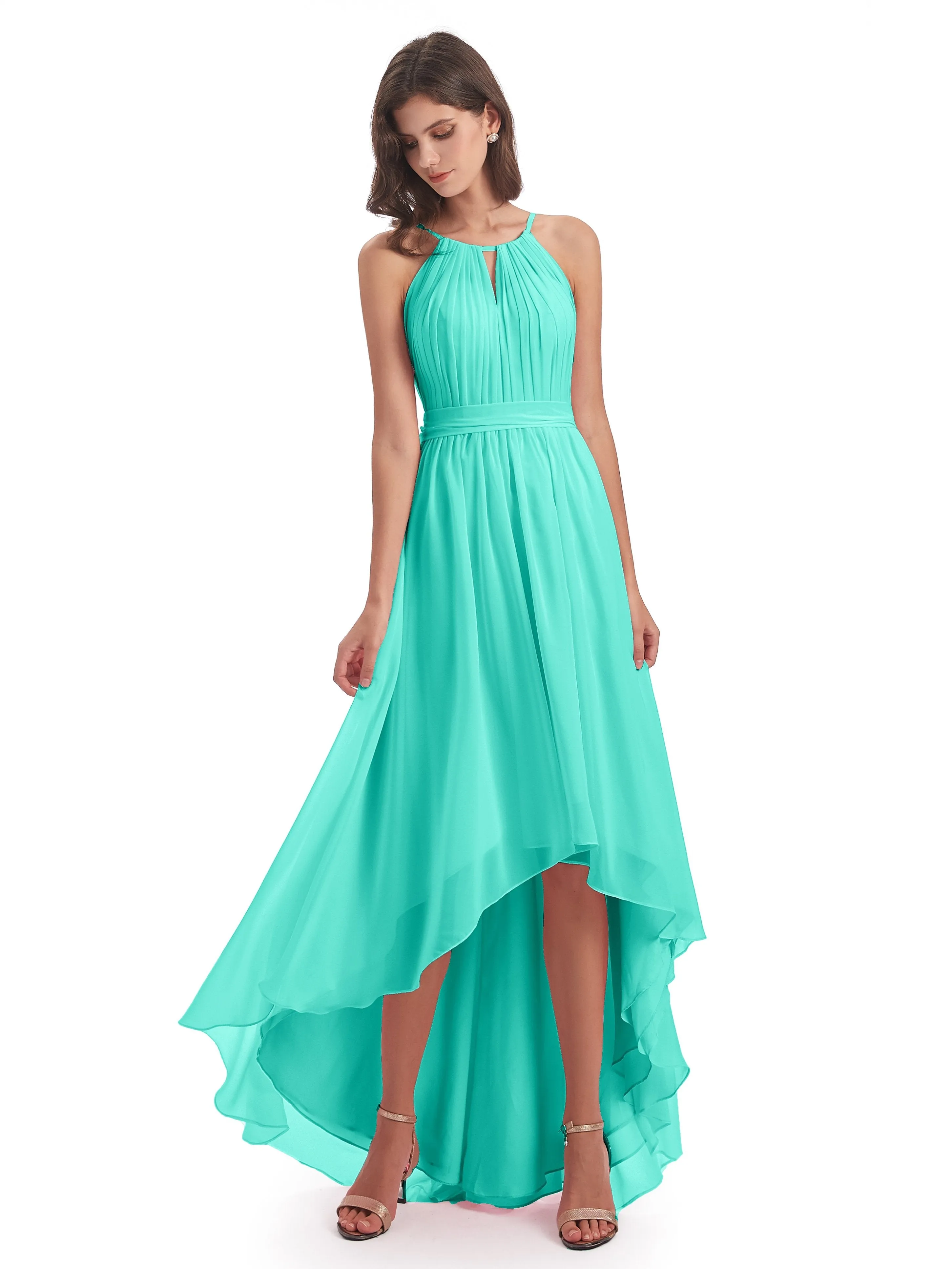 Lilly Dreamy Halter High-Low Chiffon Bridesmaid Dresses