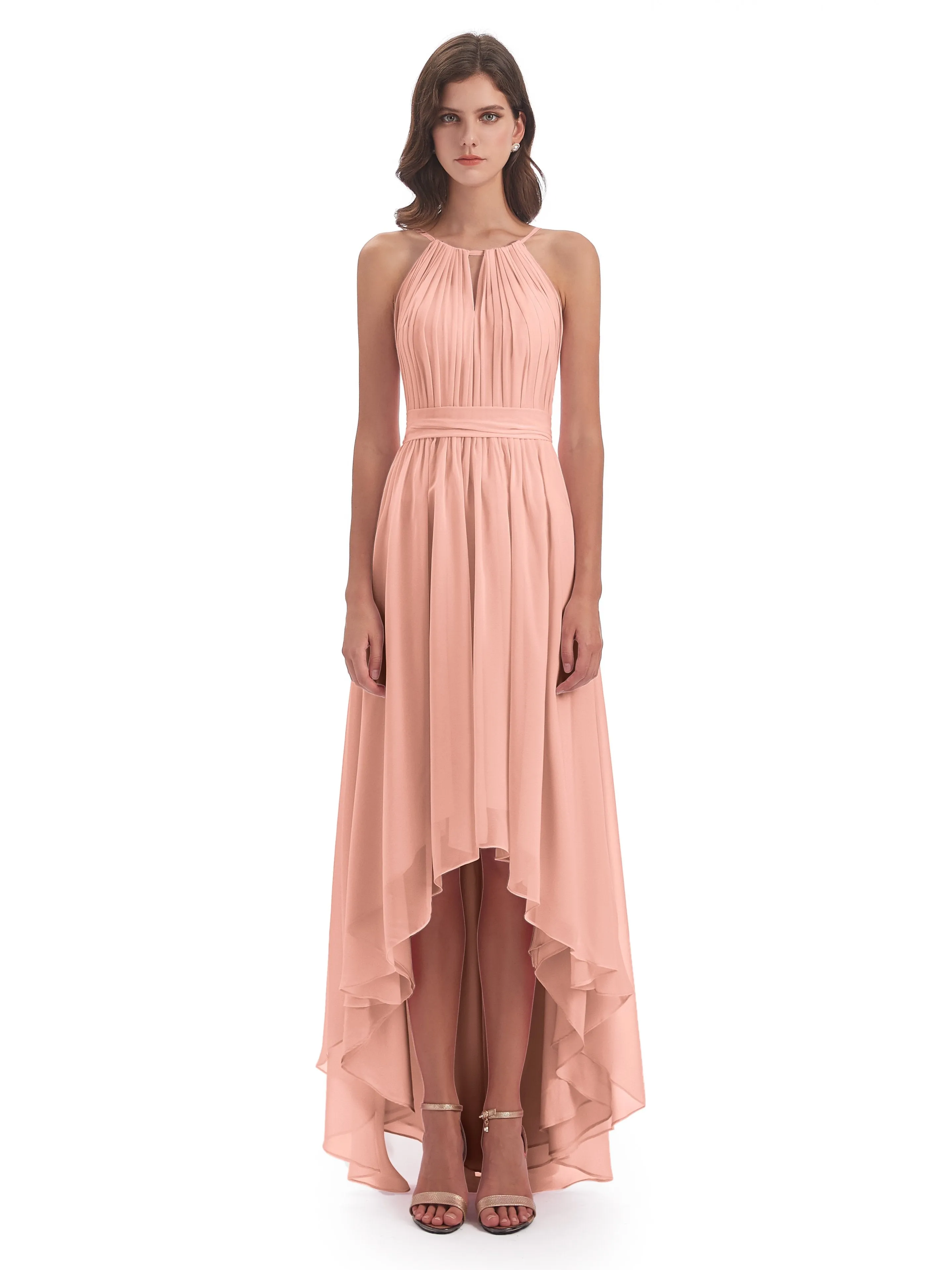 Lilly Dreamy Halter High-Low Chiffon Bridesmaid Dresses