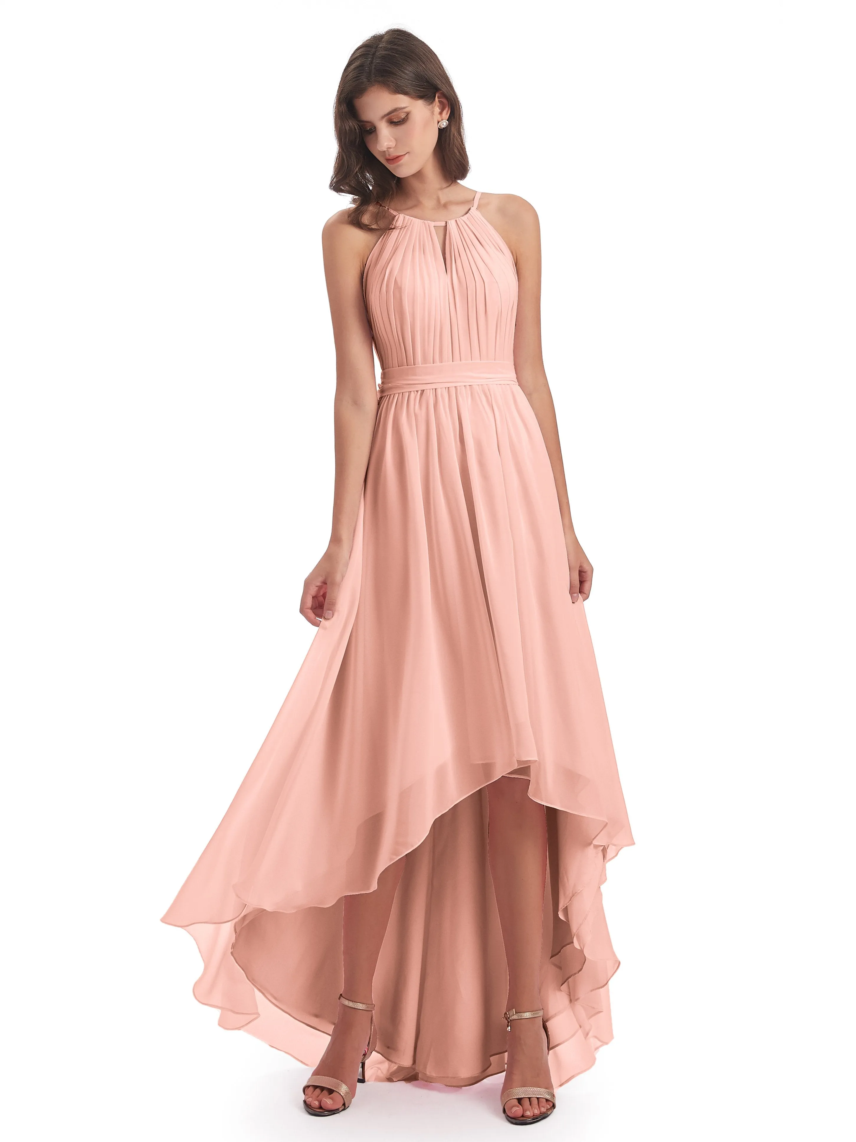 Lilly Dreamy Halter High-Low Chiffon Bridesmaid Dresses