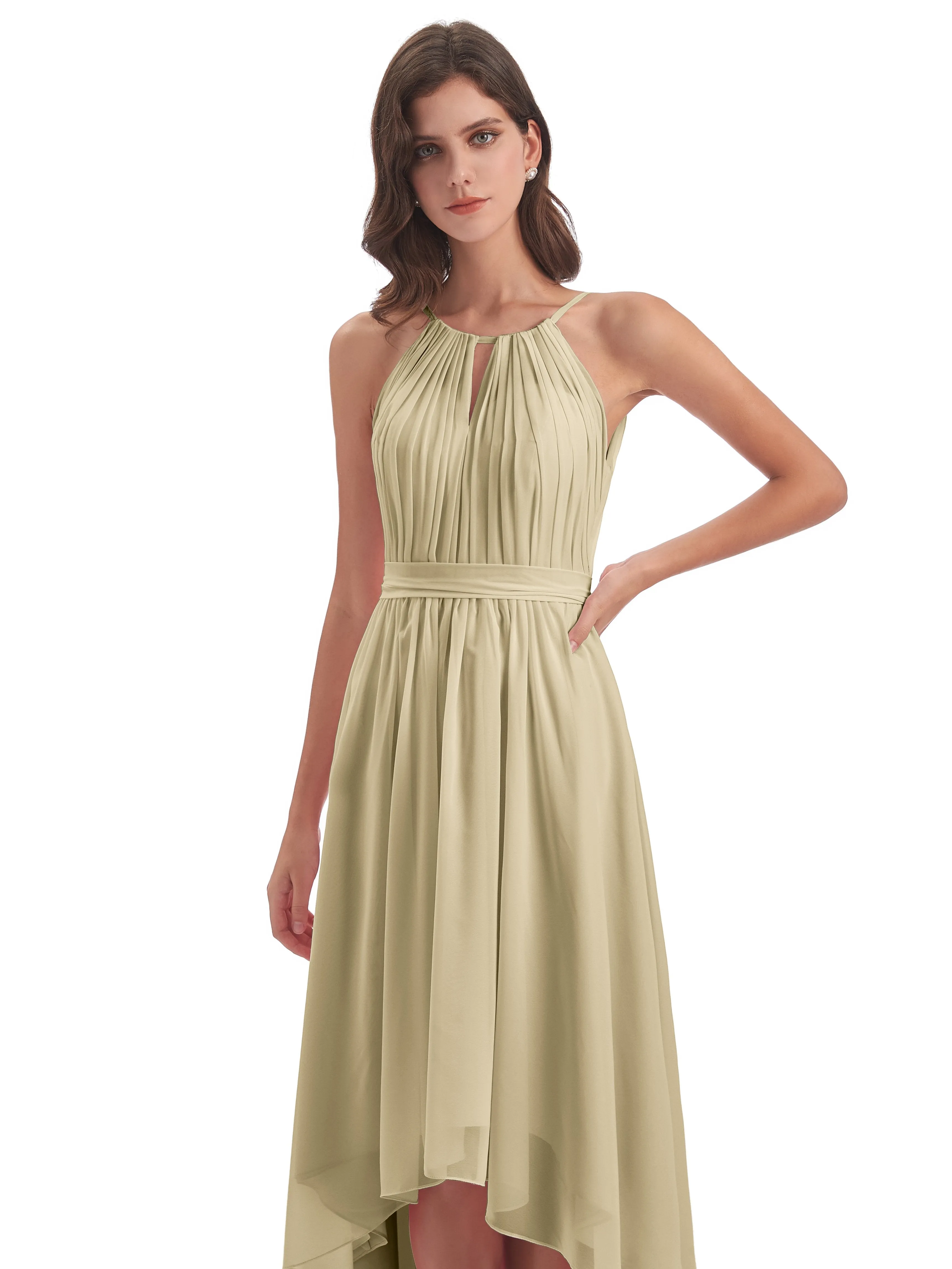 Lilly Dreamy Halter High-Low Chiffon Bridesmaid Dresses