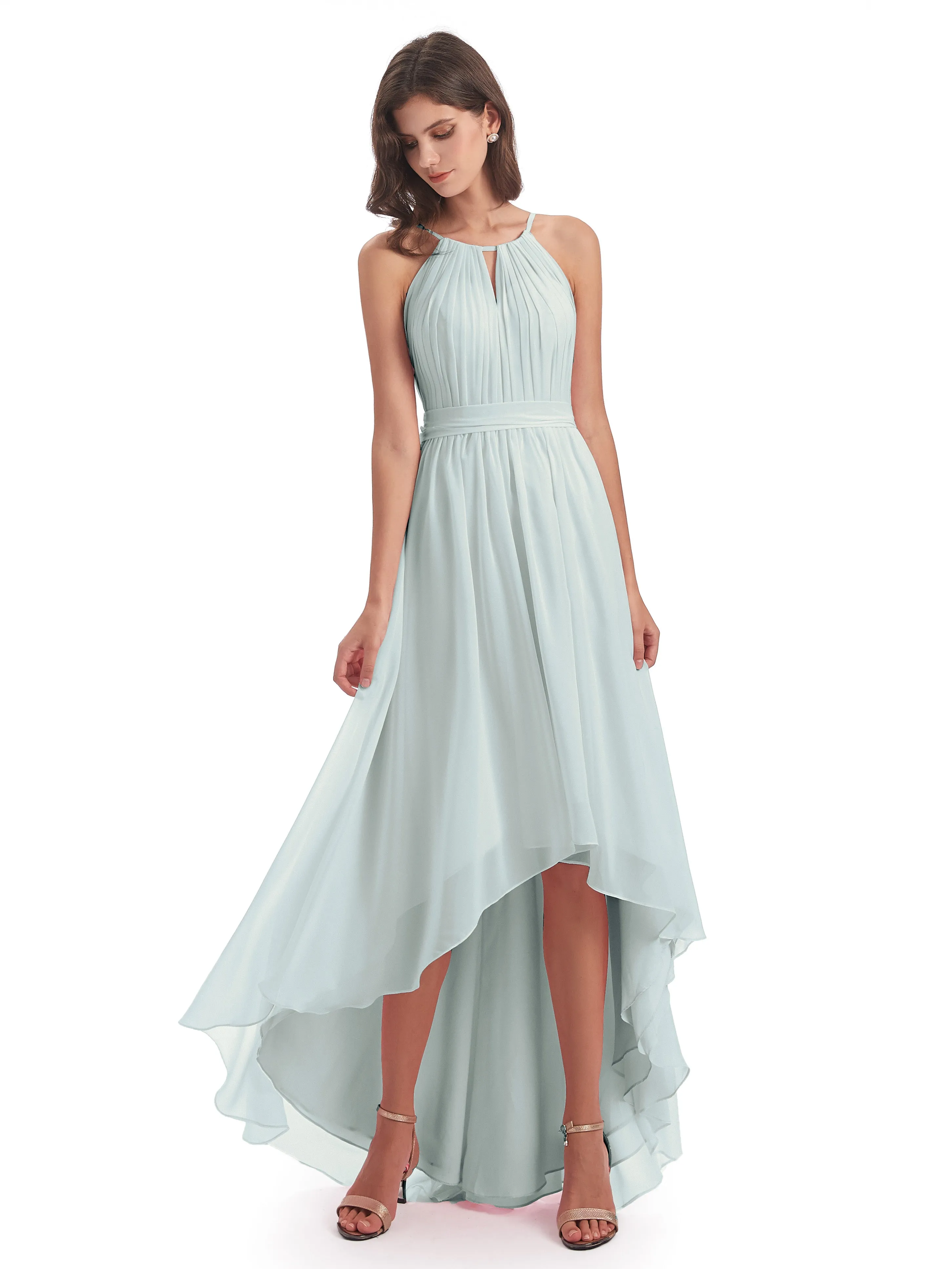 Lilly Dreamy Halter High-Low Chiffon Bridesmaid Dresses