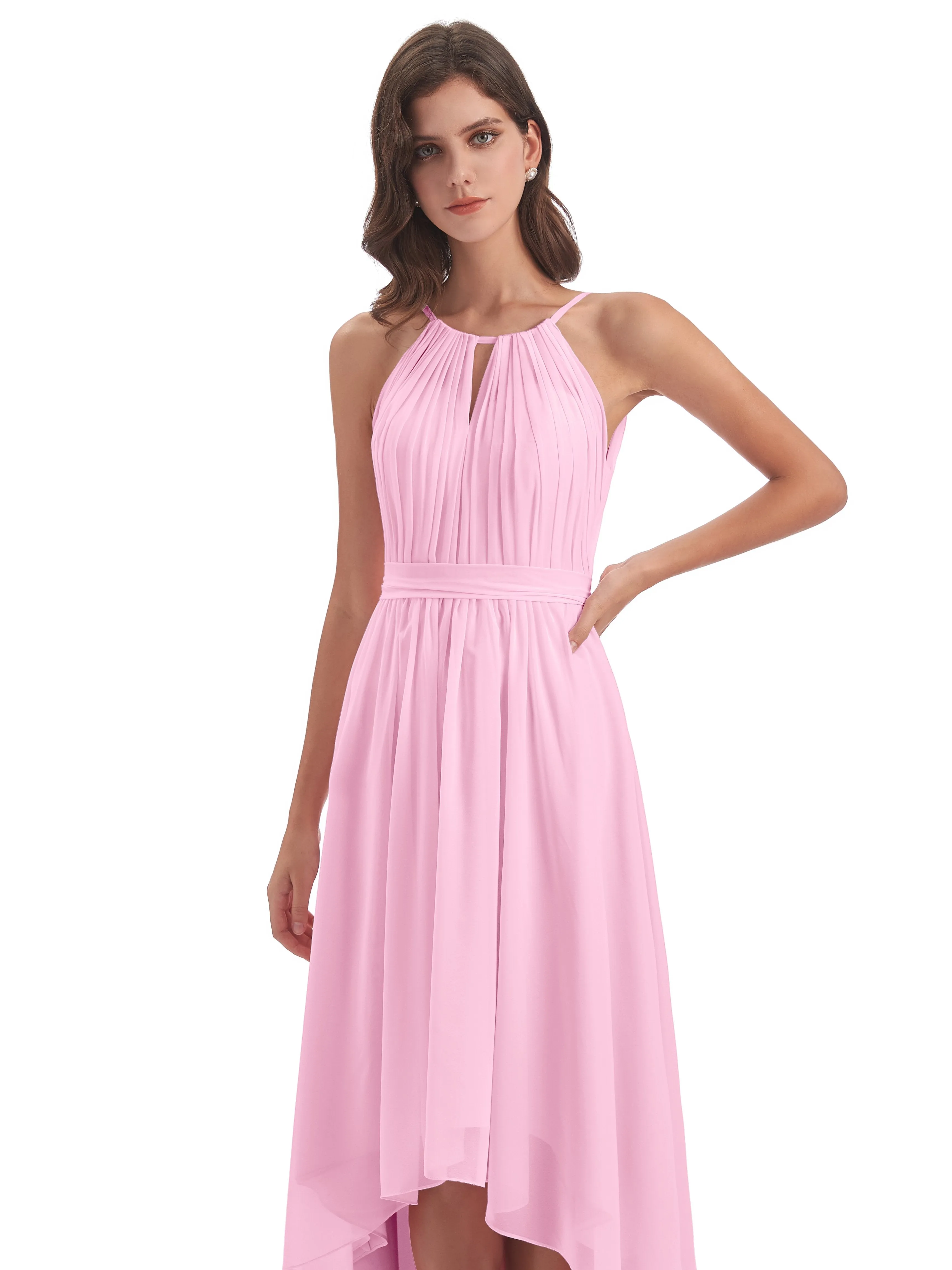 Lilly Dreamy Halter High-Low Chiffon Bridesmaid Dresses