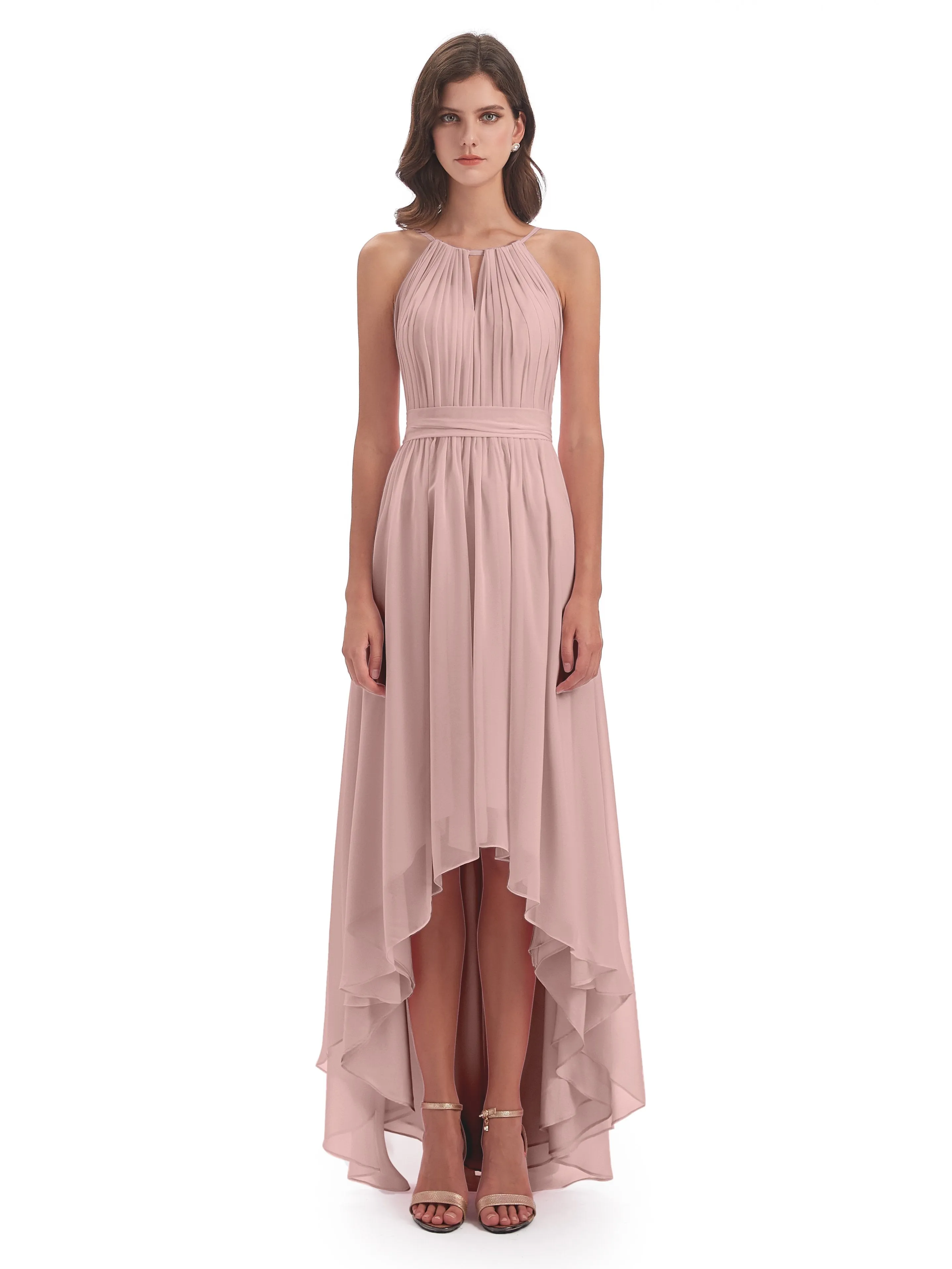 Lilly Dreamy Halter High-Low Chiffon Bridesmaid Dresses