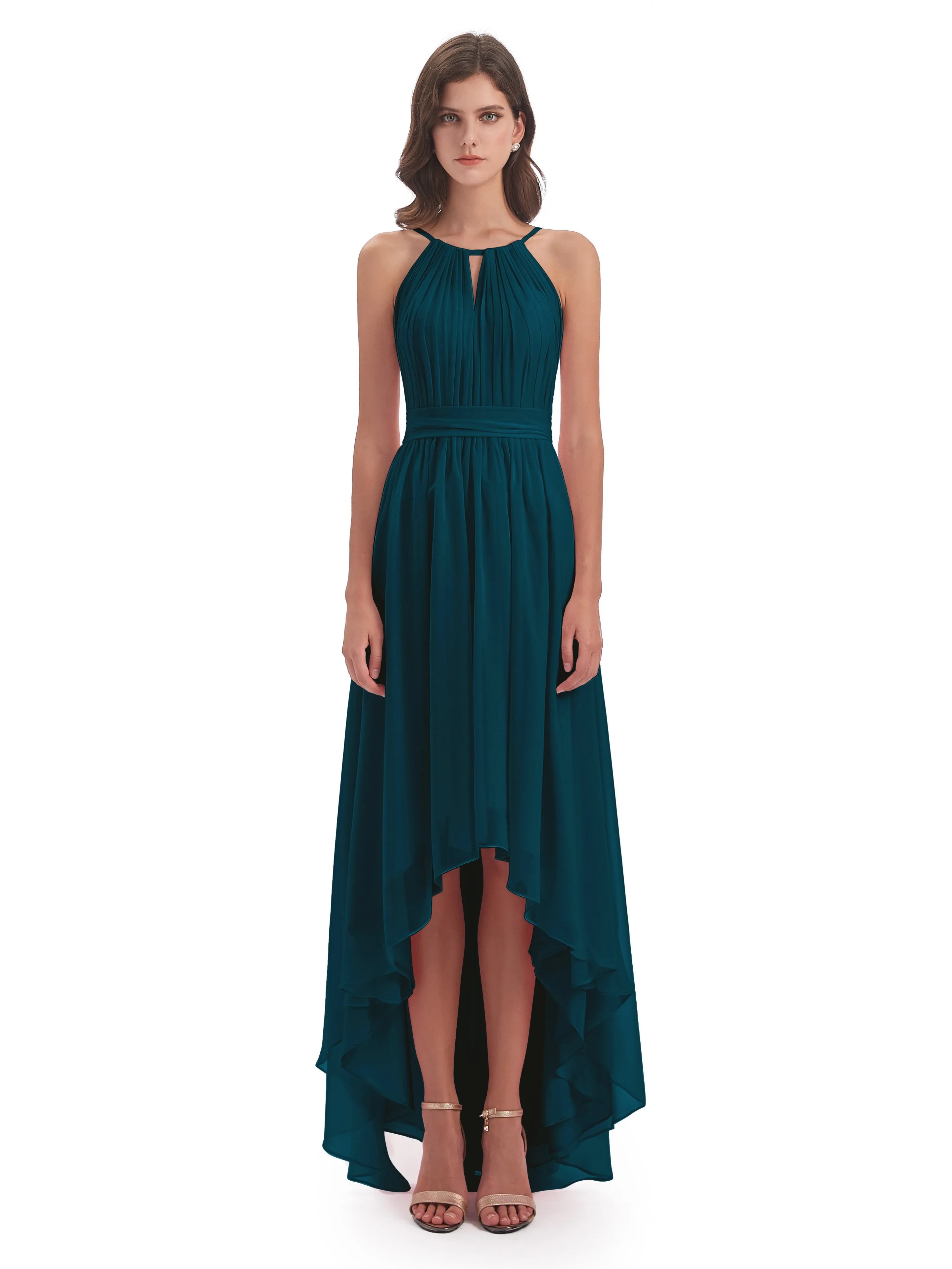 Lilly Dreamy Halter High-Low Chiffon Bridesmaid Dresses