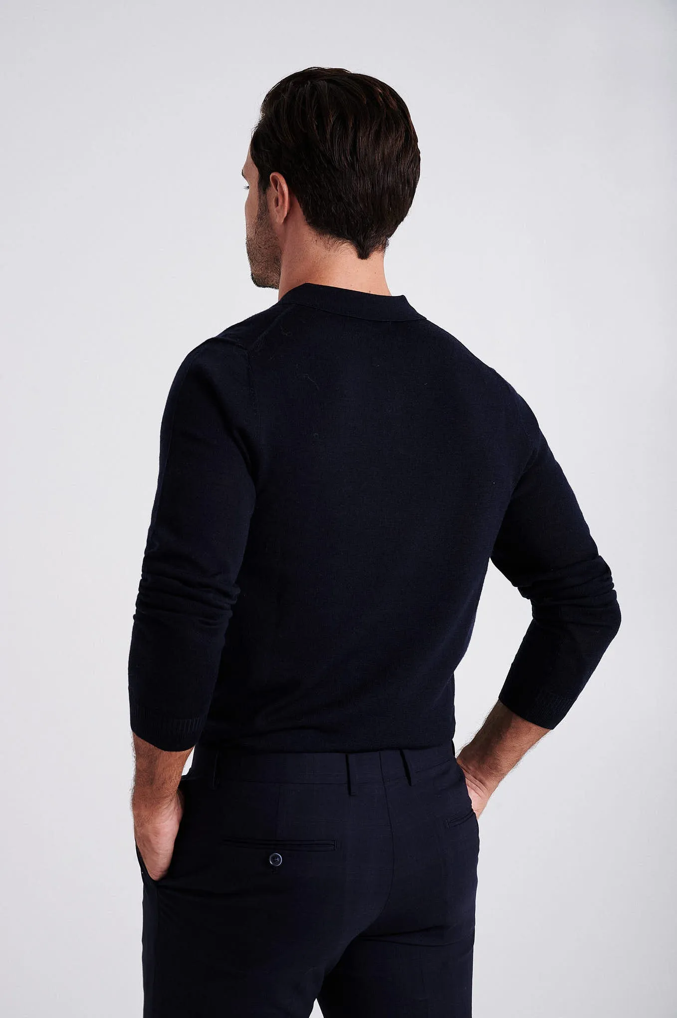 Men's extrafine merino wool polo sweater