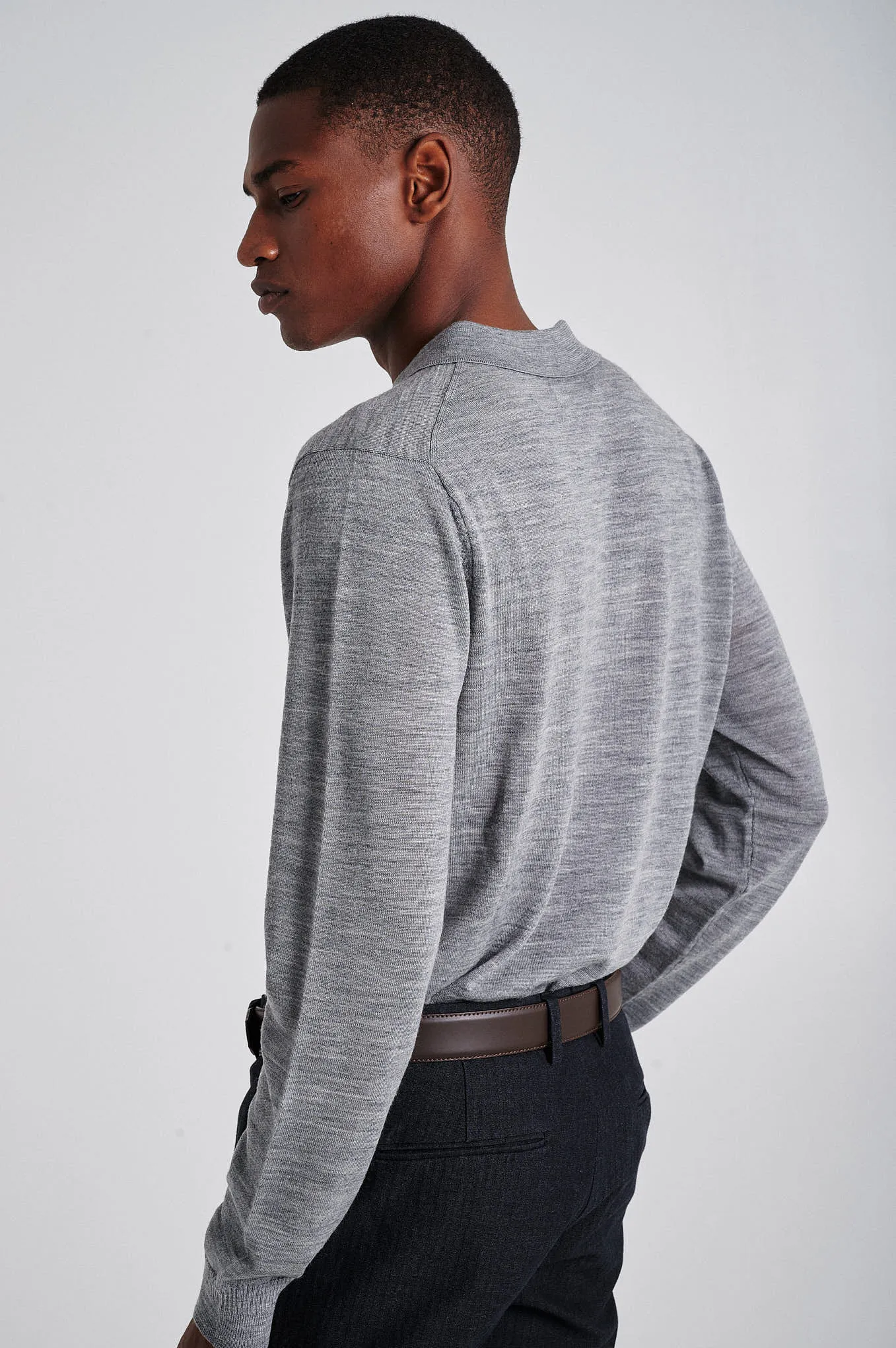 Men's extrafine merino wool polo sweater