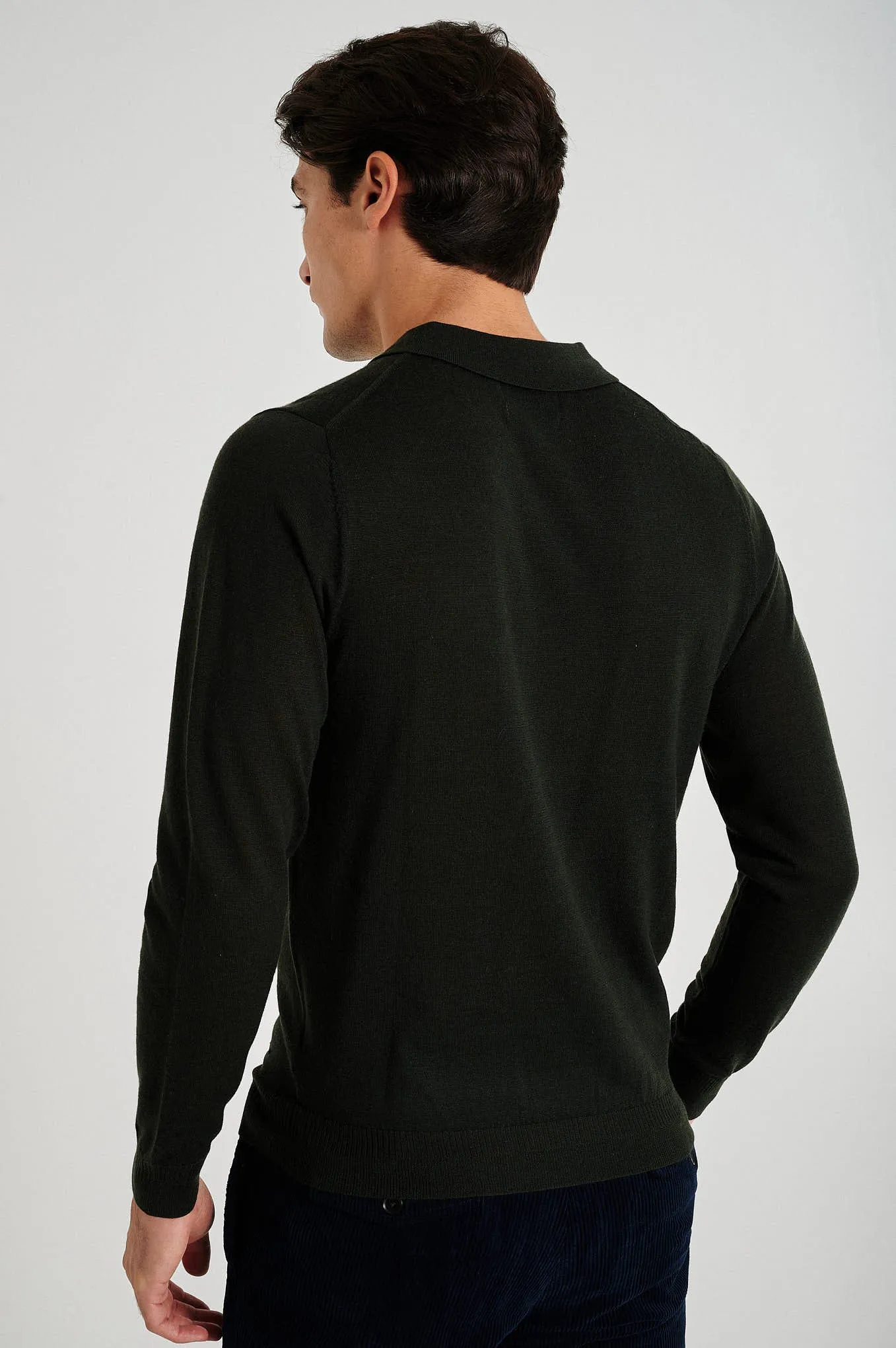 Men's extrafine merino wool polo sweater